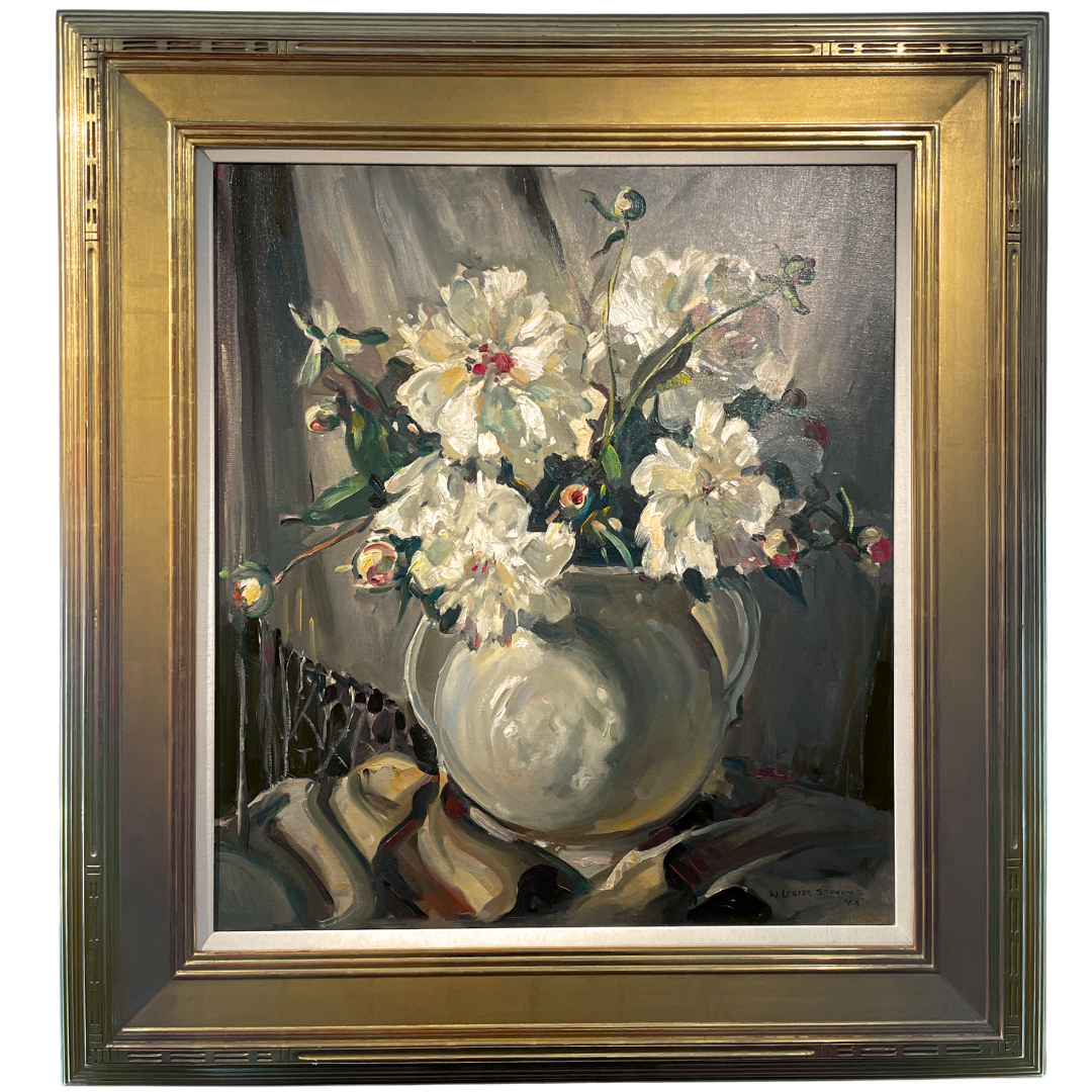   William Lester Stevens (1888-1969)  Flowers in a White Vase   Oil on Canvas, 28 x 25 in. Price: $5,800 