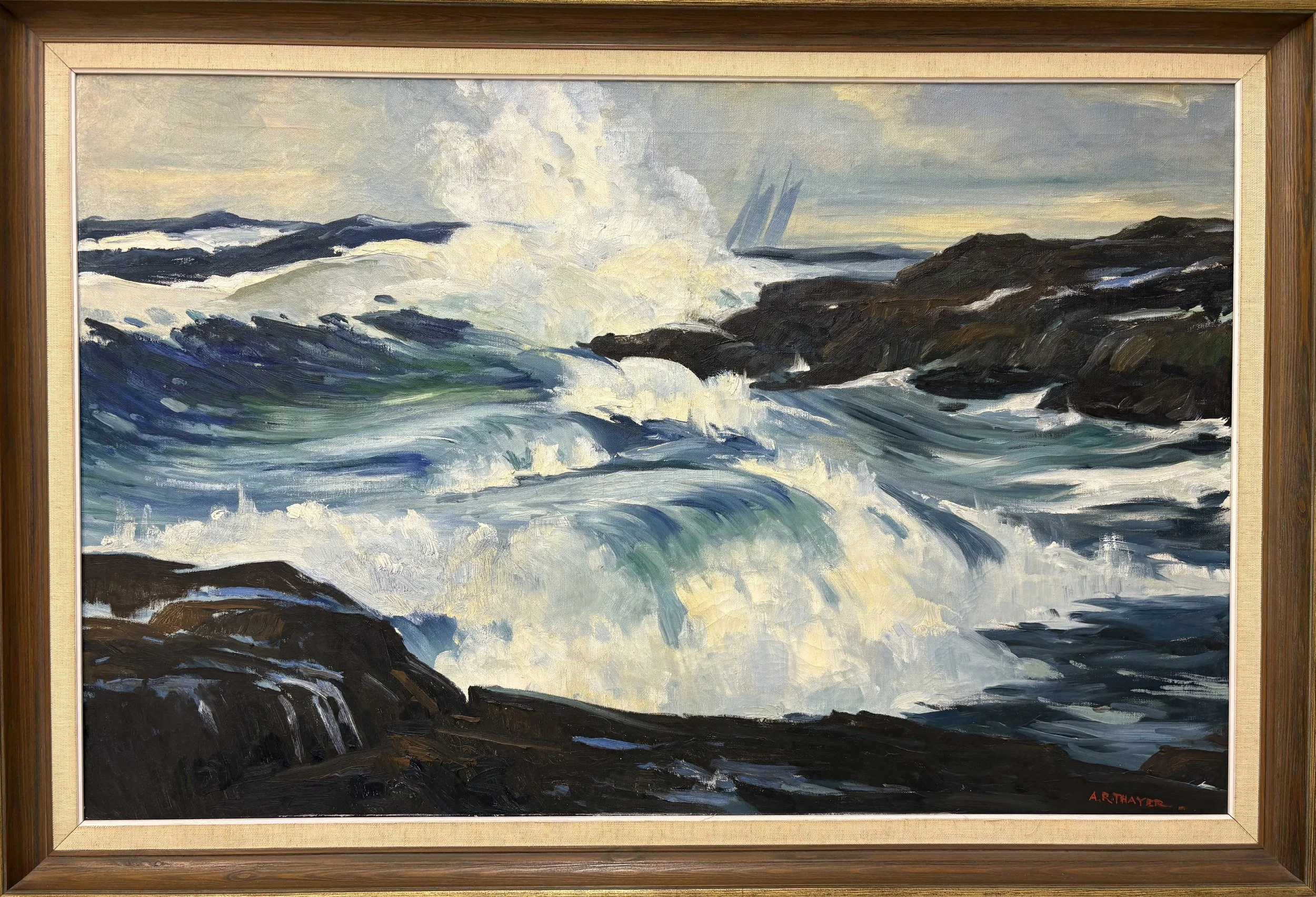   Albert R. Thayer (1878-1965)  Breaking Waves   Oil on Canvas, 23 x 36 in. $1,500 