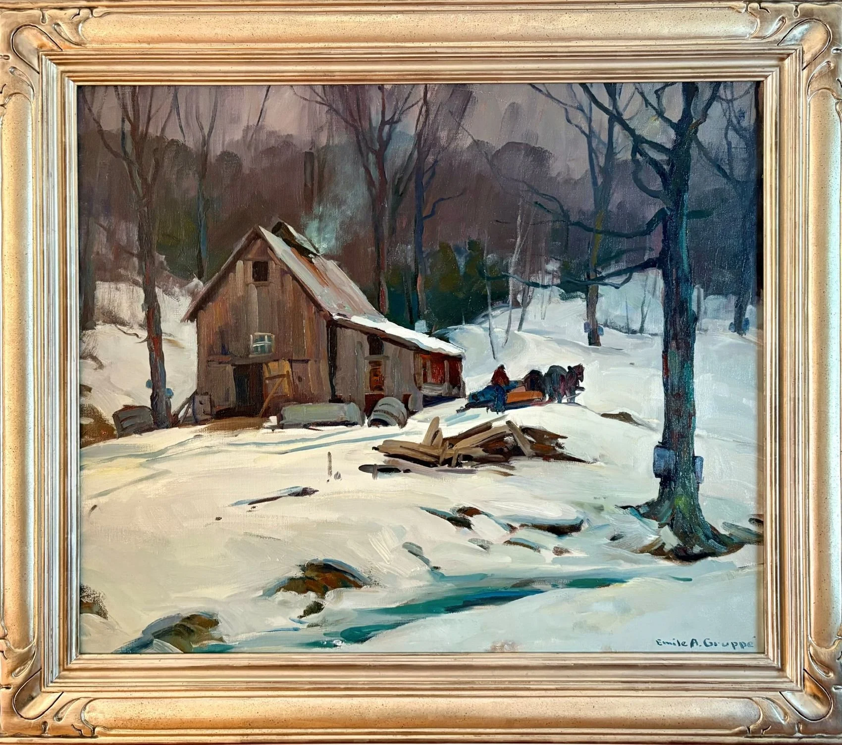   Emile Gruppé (1896-1978)  Sugaring   Oil on Canvas, 25 x 30 in. $11,500 