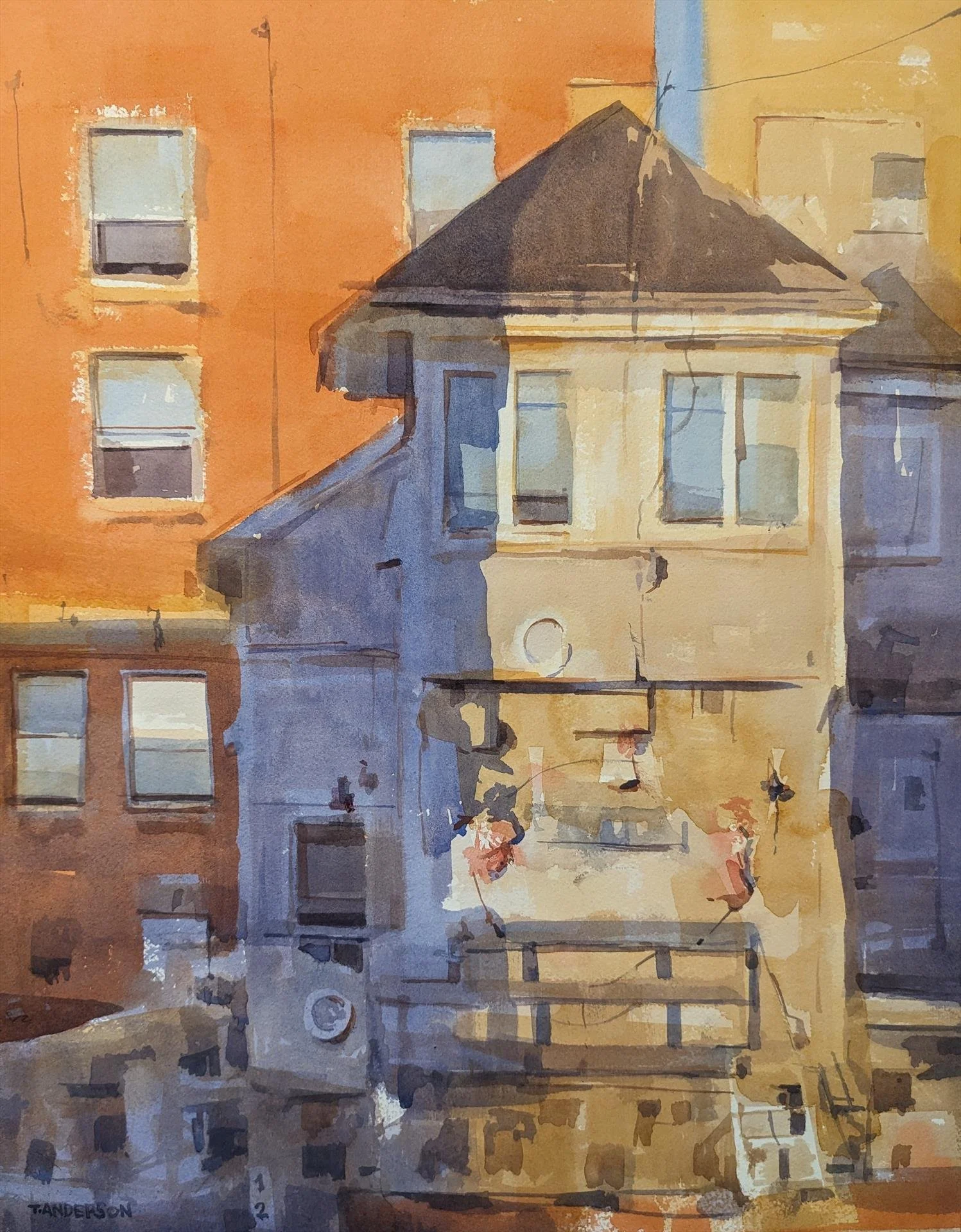   Todd Anderson ,  Operator House, Mystic River Bridge  Watercolor on Paper, 20 × 16 in. $920 