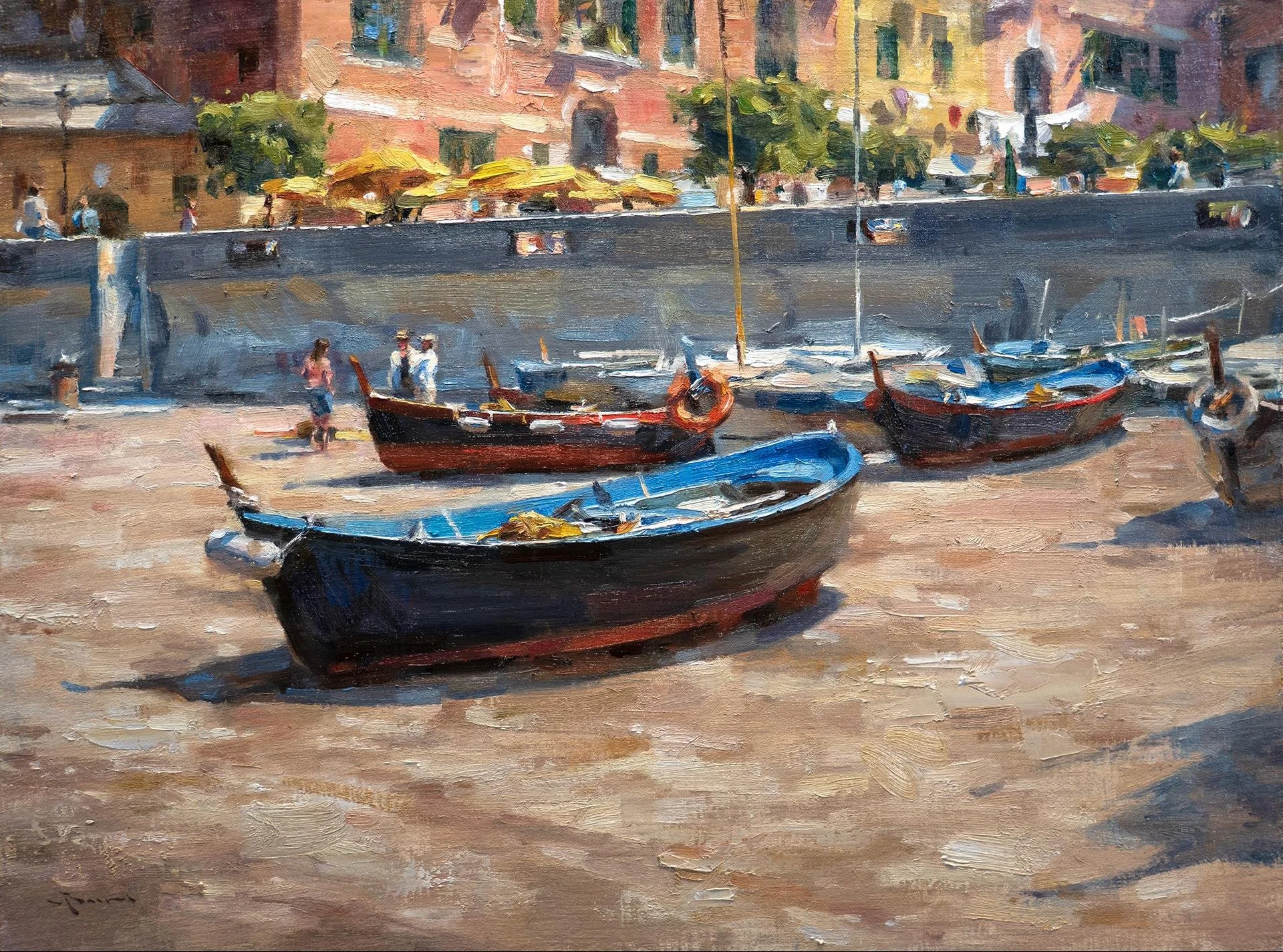   Mitch Baird ,  Mediterranean Blues  Oil, 18 × 24 in. $4,400 