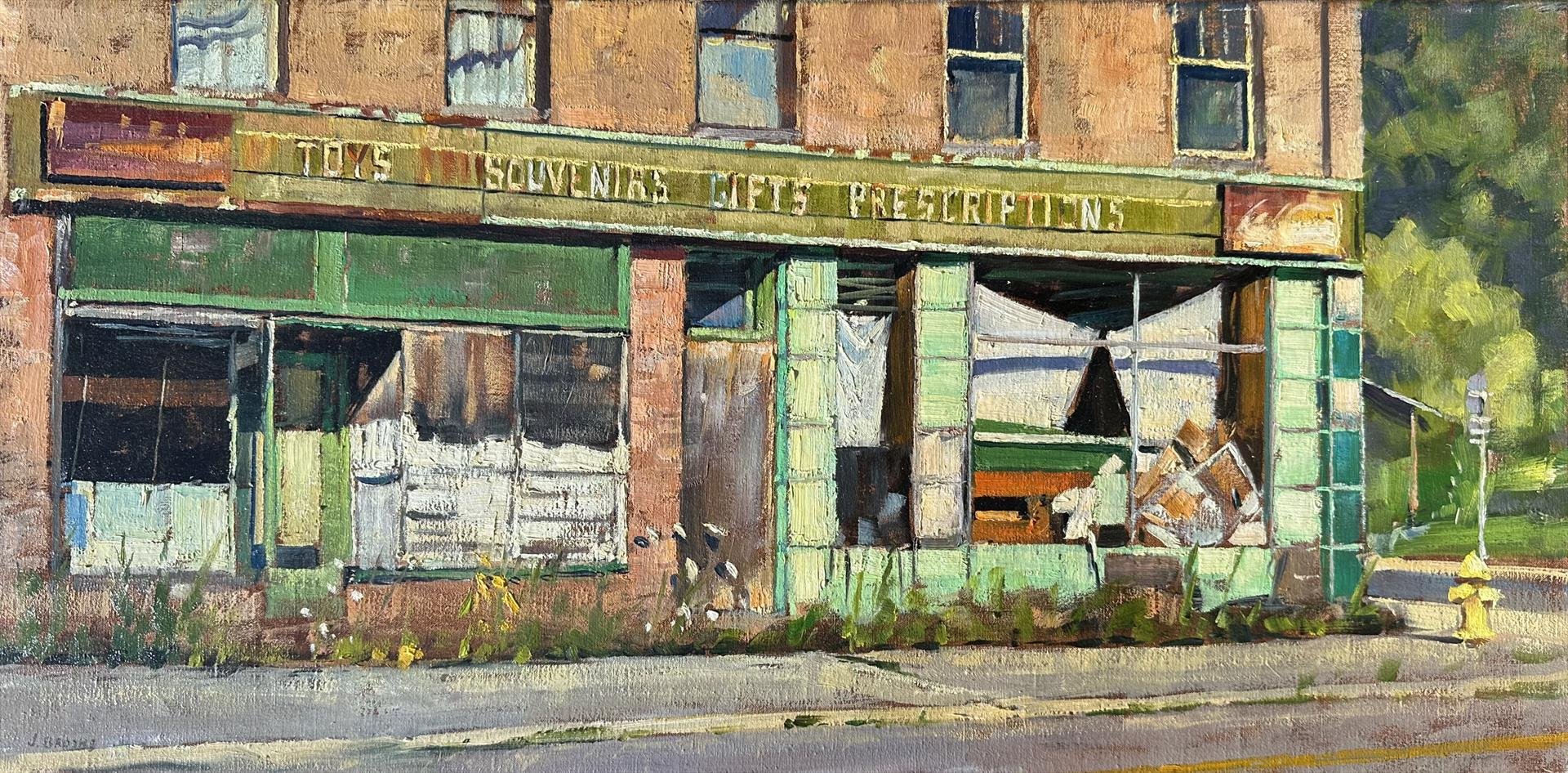   Jay Brooks ,  Apothecary Abandoned  Oil, 12 × 24 in. $2,000 