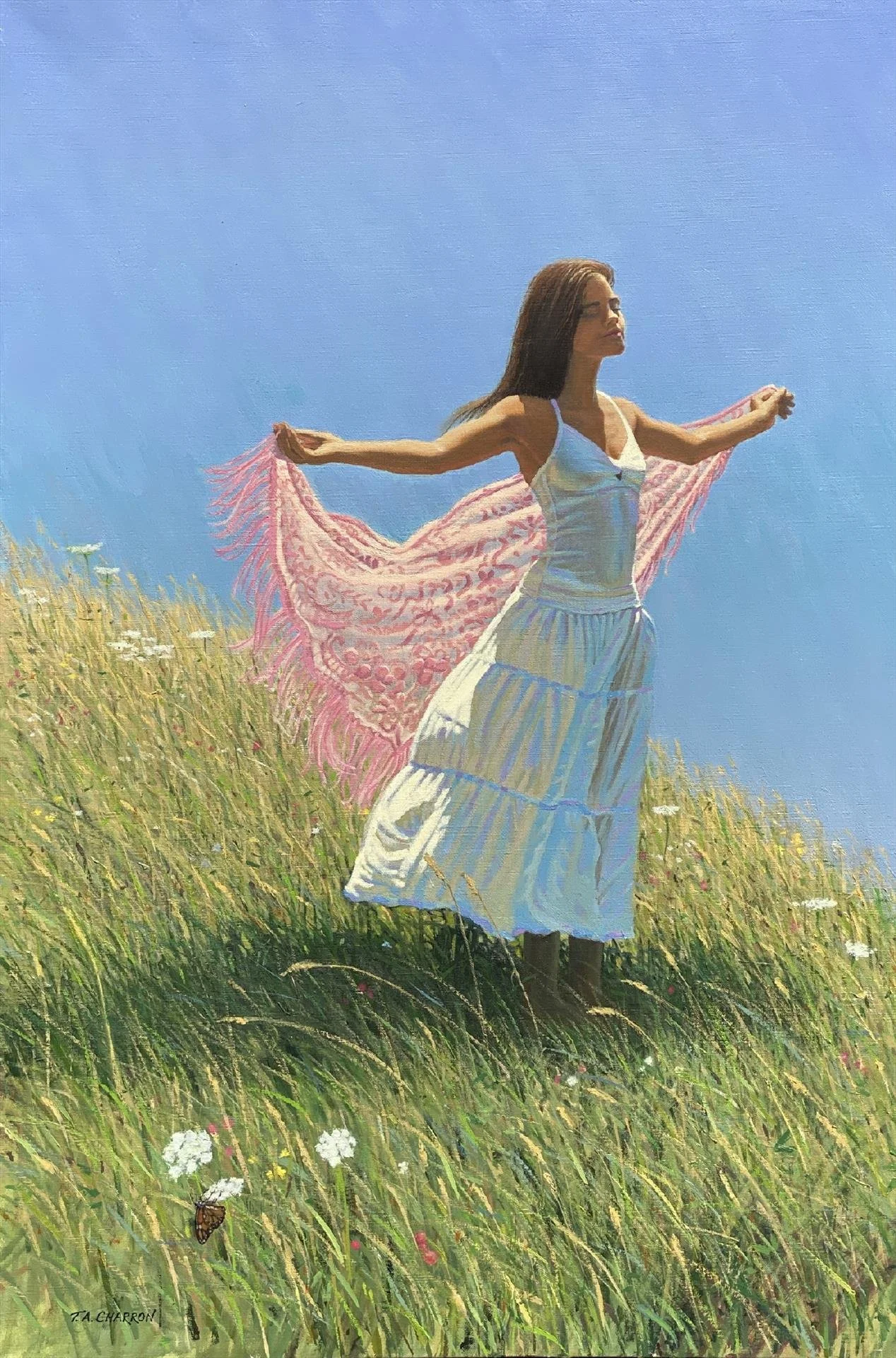   T. A. Charron ,  The Summer Shawl  Oil, 36 × 24 in. $8,500 
