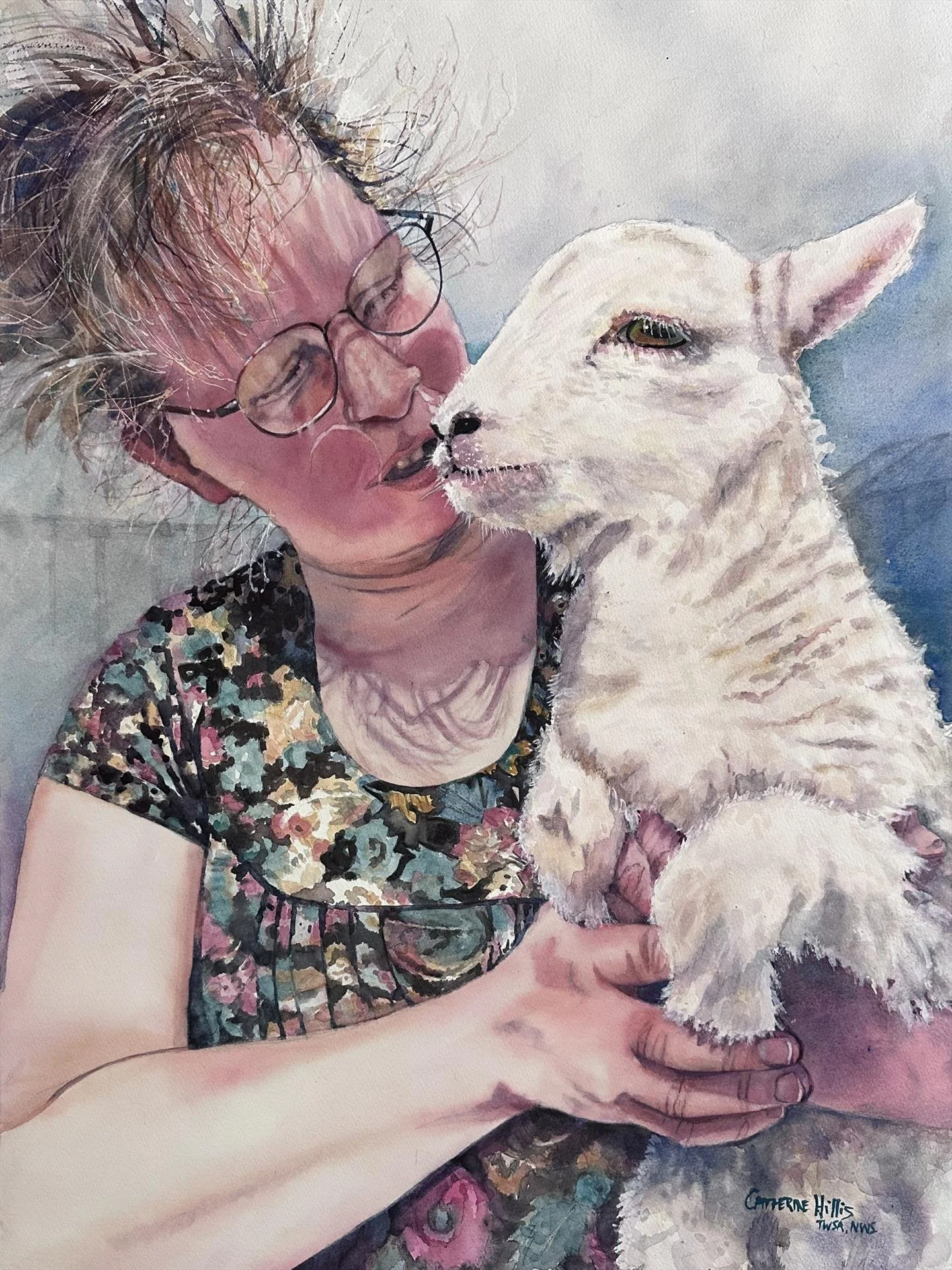  Catherine Hillis ,  Becky Loves Artie  Watercolor, 28 × 21 in. $3,600 