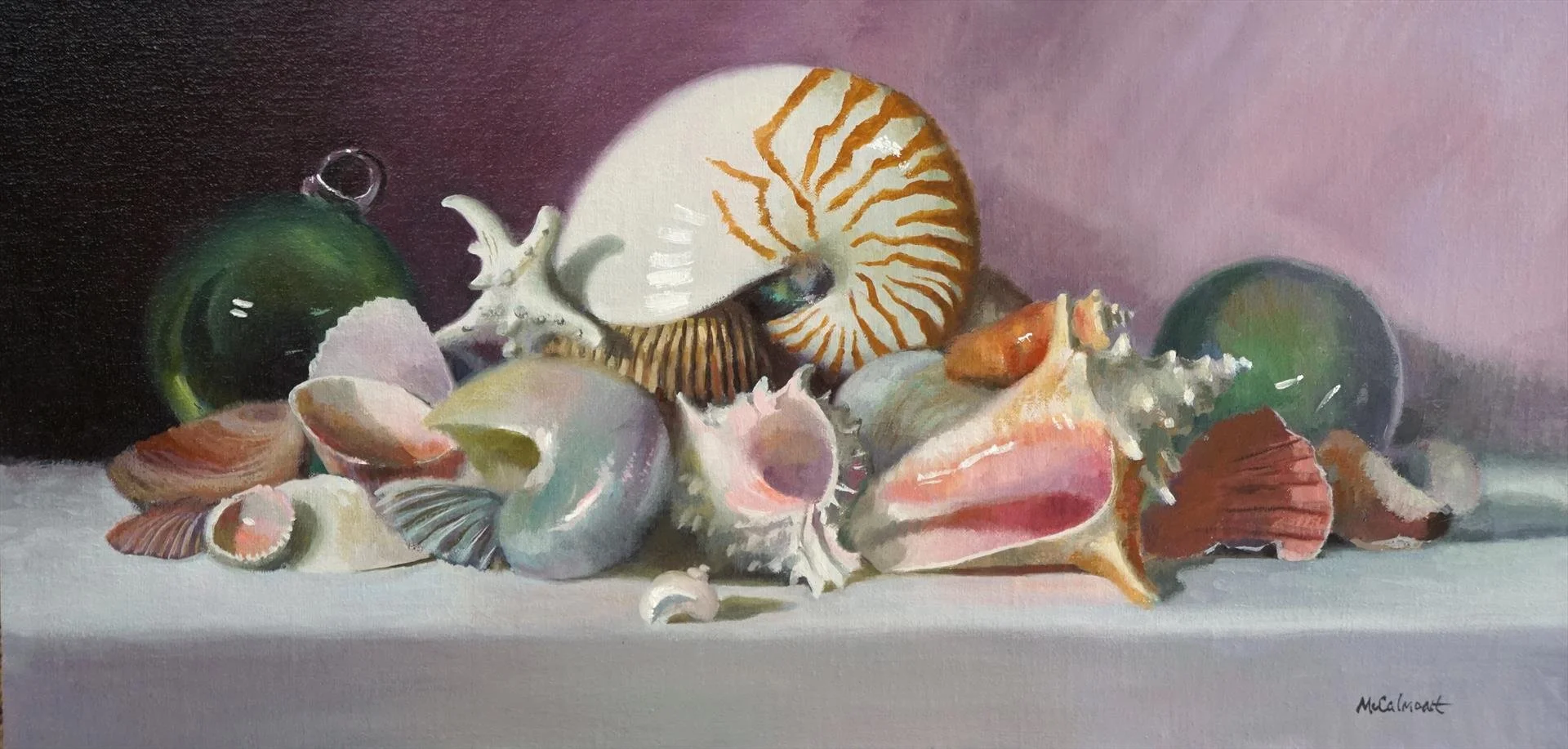   Jennifer McCalmont ,  All Nautilus Great And Small  Oil on Canvas, 12 × 24 in. $2,800 