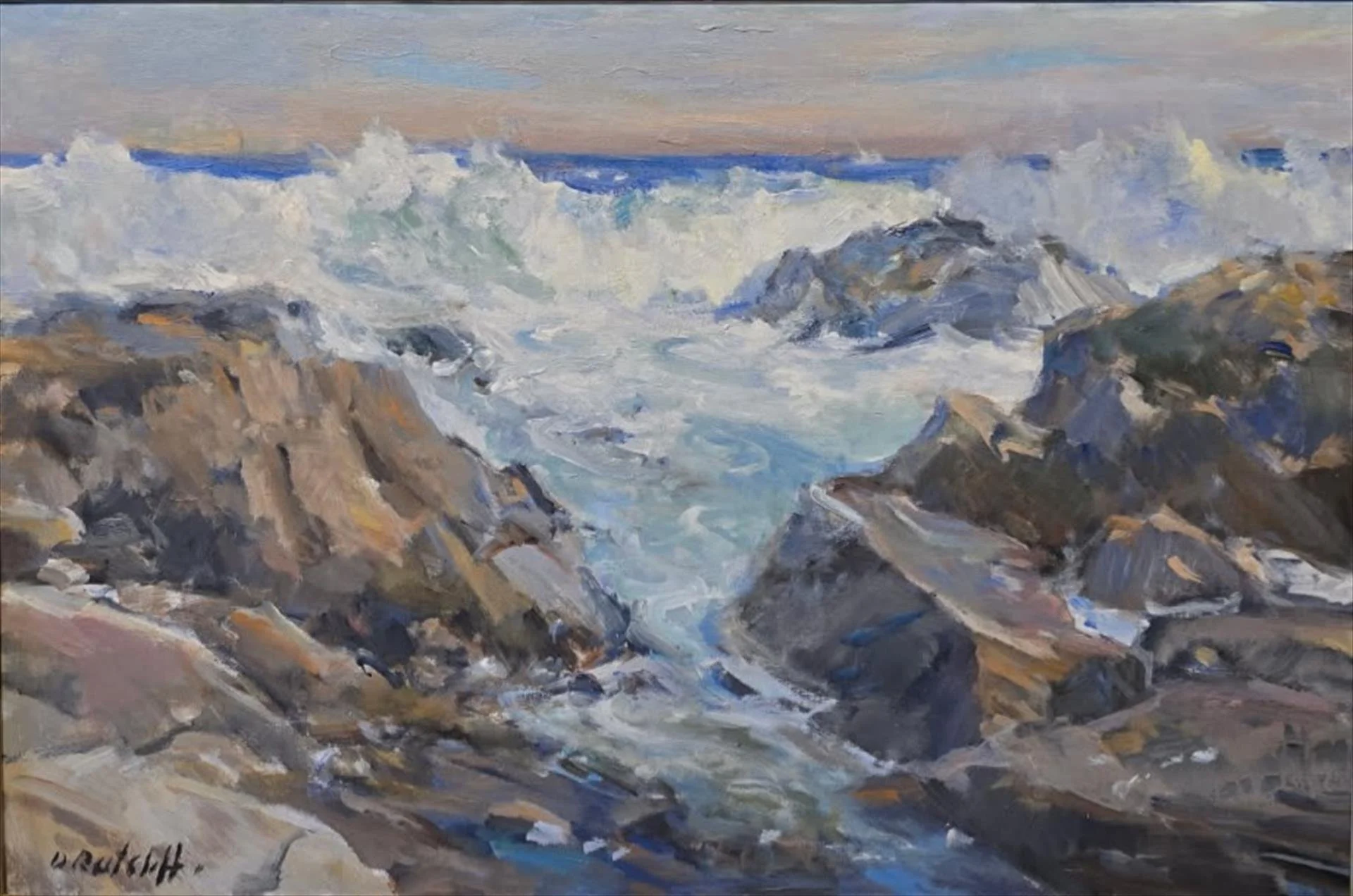   Dale Ratcliff ,  All Churned Up  Acrylic on Linen, 24 × 36 in. $5,500 