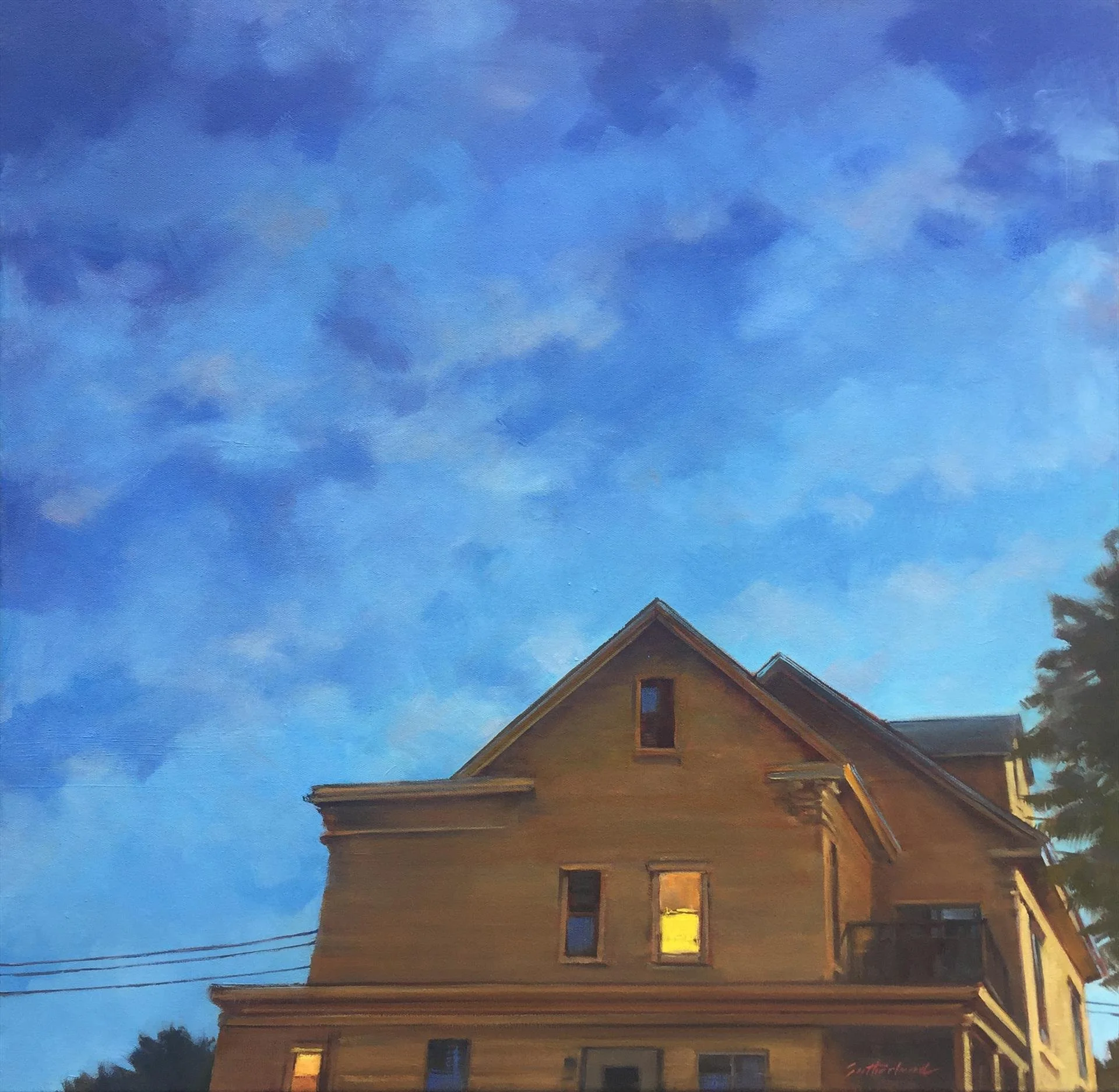   Janet Sutherland ,  The House Behind Us  Oil, 24 × 24 in. $3,600 