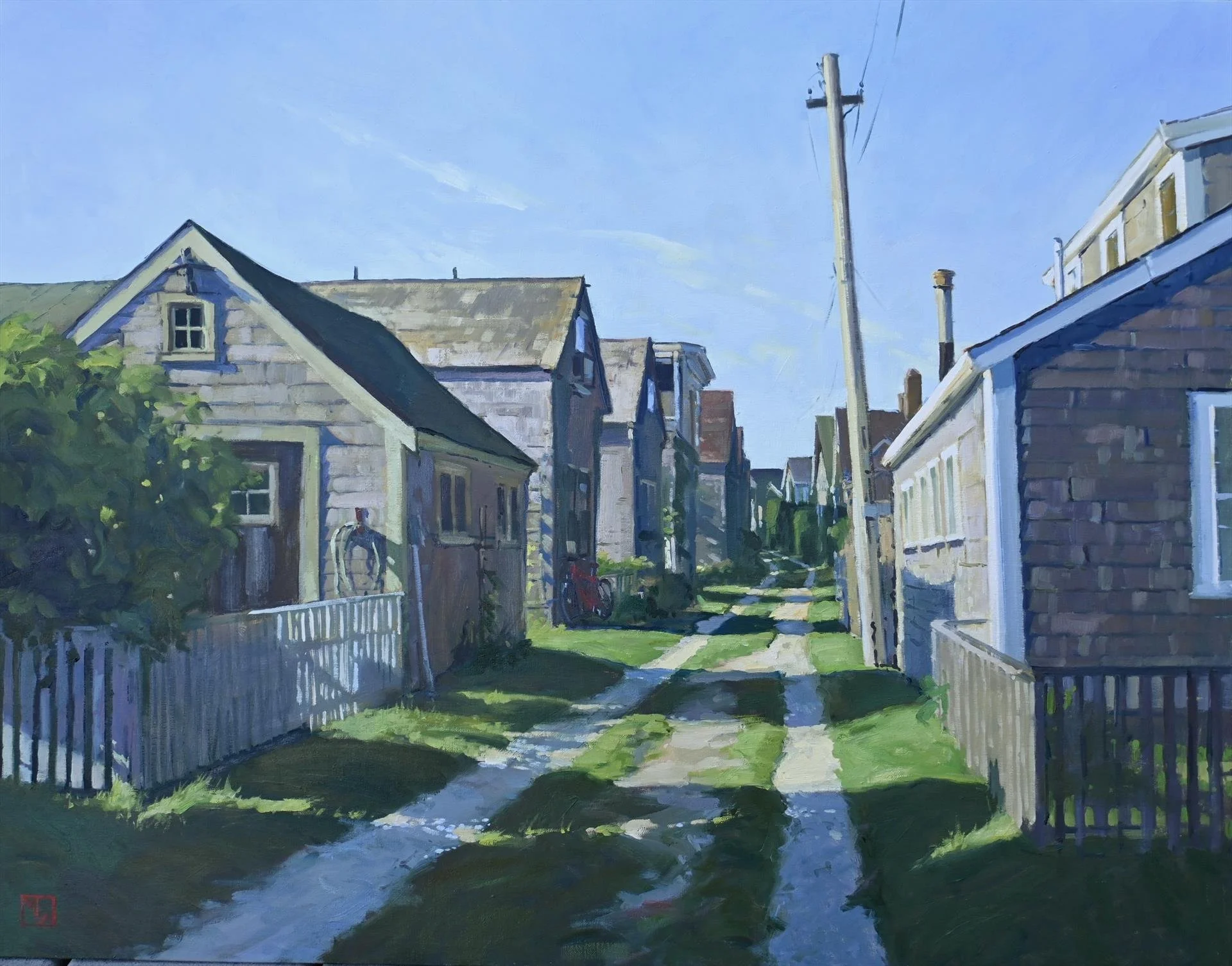   Meghan Weeks ,  Front Street Shadows  Oil on Linen Panel, 22 × 28 in. $4,700 