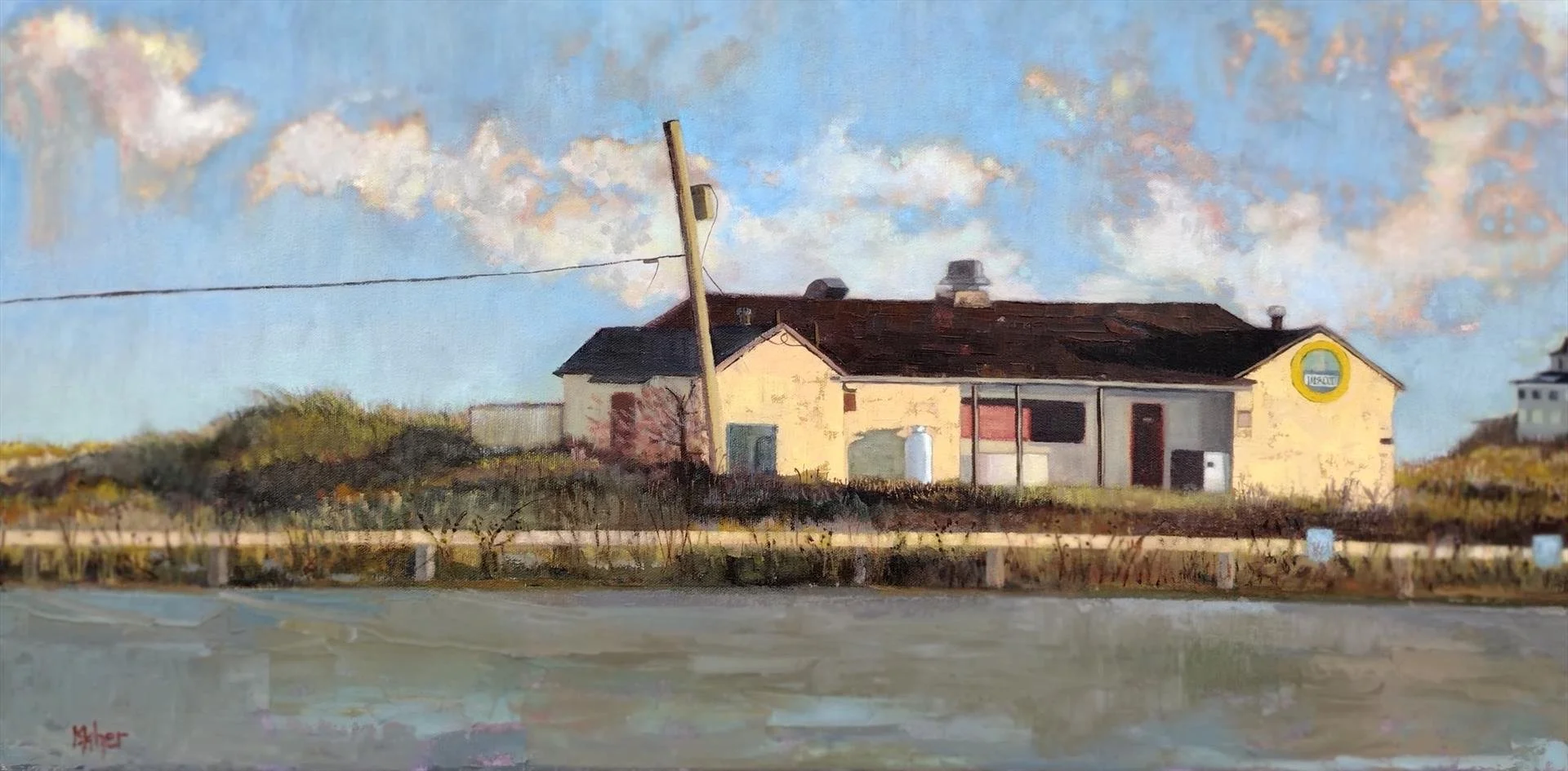  Laureen Maher,  Out of Snacks at Good Harbor Beach, Gloucester, MA  Oil, 15 × 30 in. $3,000 -  SOLD  