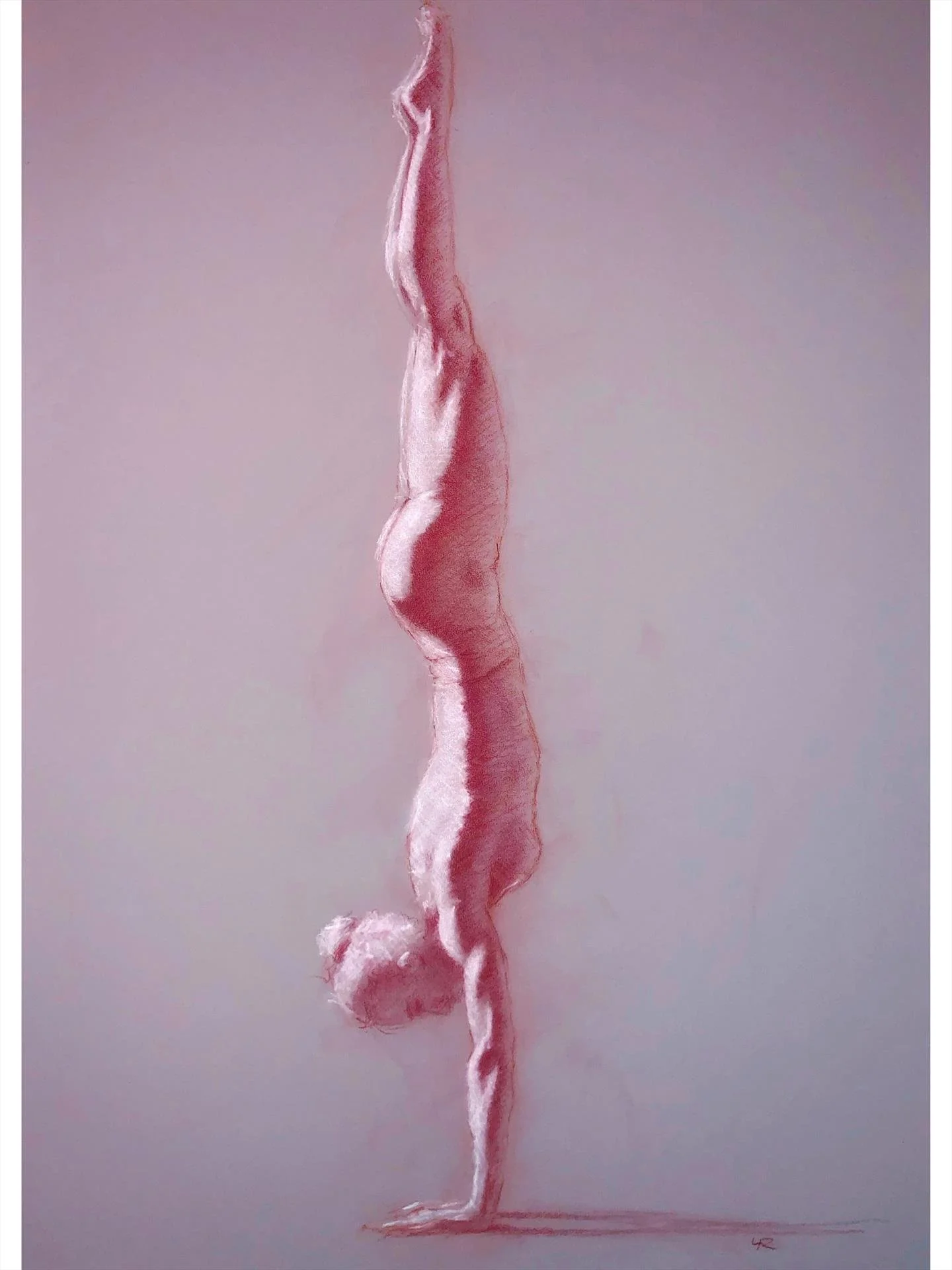 Luis Ruvalcaba, Hand Stand in Red Chalk