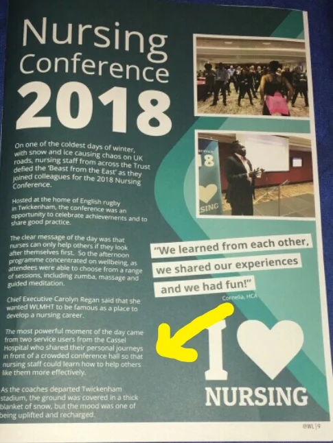 Feedback from my article “Life in a Therapeutic Community” that I read at the 2018 WLMHT Nursing Conference - check out the penultimate paragraph.