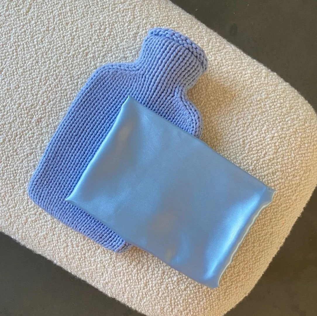 Wärmflasche Kaschmir und Seiden Kissenbezug in Blau