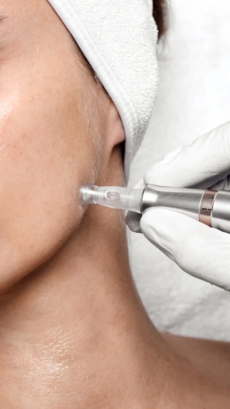 Microneedling im Gesicht zur Kollagenstimulation der Haut