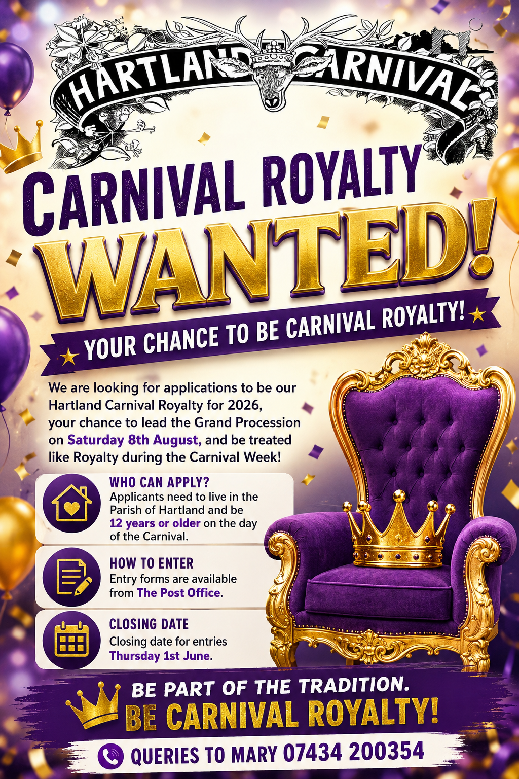 Hartland Carnival Royalty Applications Open for 2026!