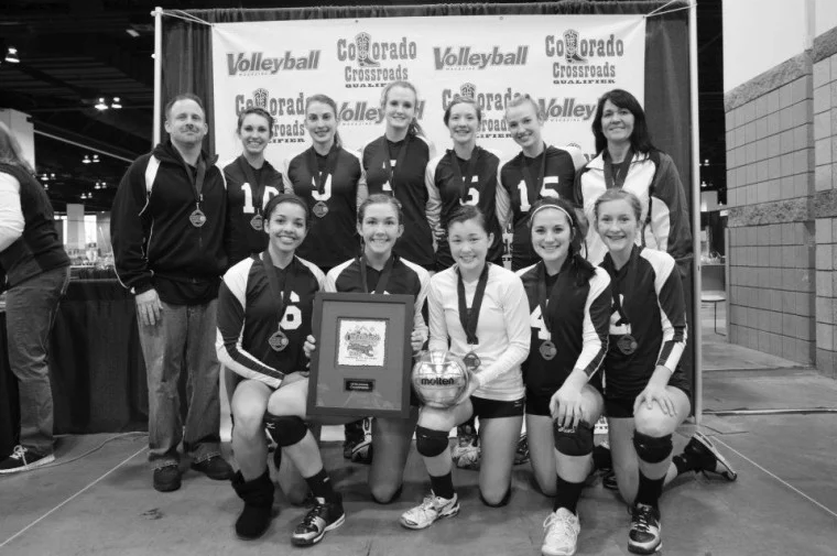 Pocatello Elite includes: (standing left to right in photo) Coach Chris Werner, Ashtyn Durfey, Ann Clappier, Henny Hearn, Sami Parris, Katie Elgan, and Coach Tawna Ellis. (Kneeling left to right in photo) Brea Mitchell, Jenna Ellis, Jackie Cuttlers, Micquel Blattner, and Kayla Ellis.