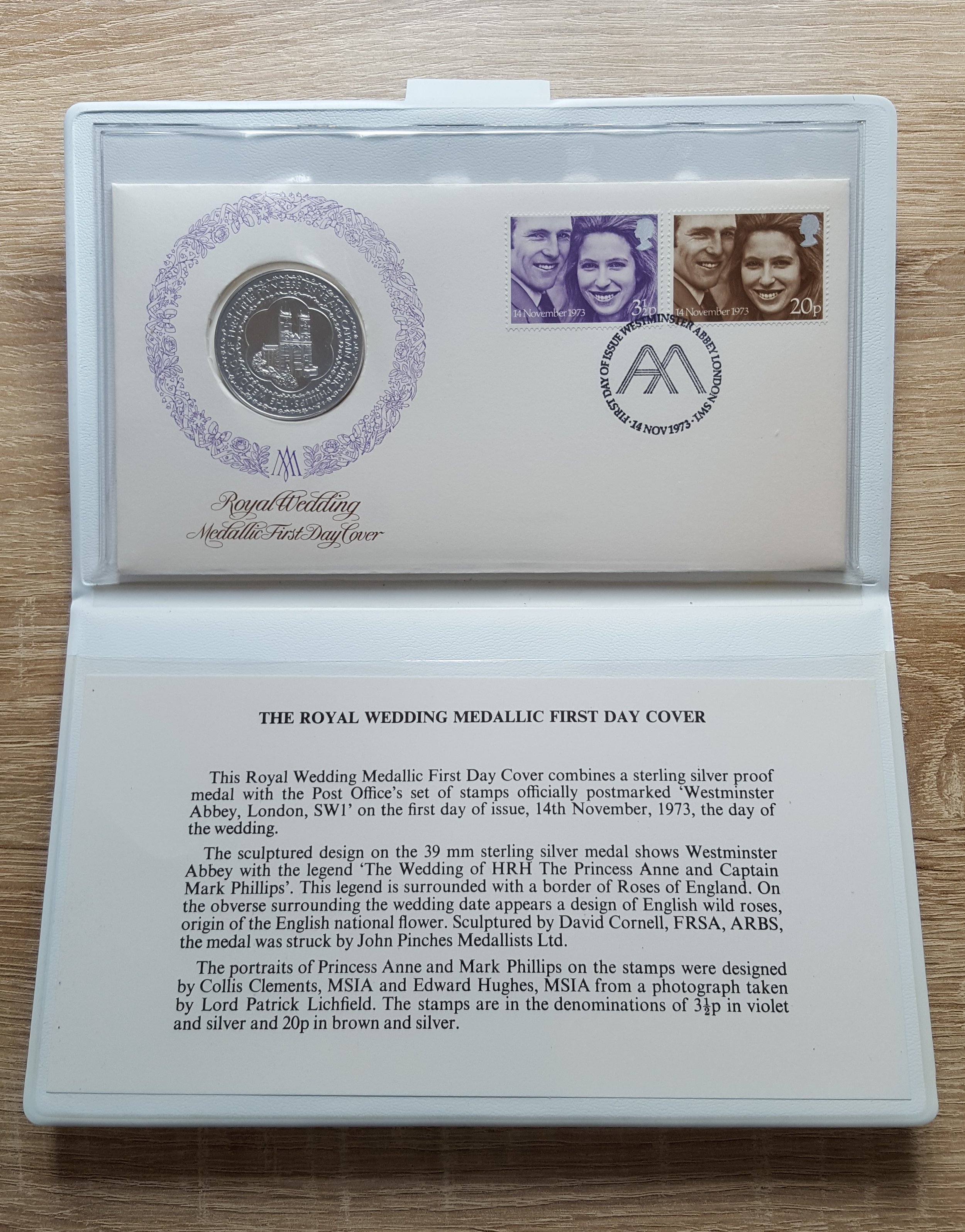 Royal Wedding 1973 Medallic (Sterling Silver Proof) First Day Cover.