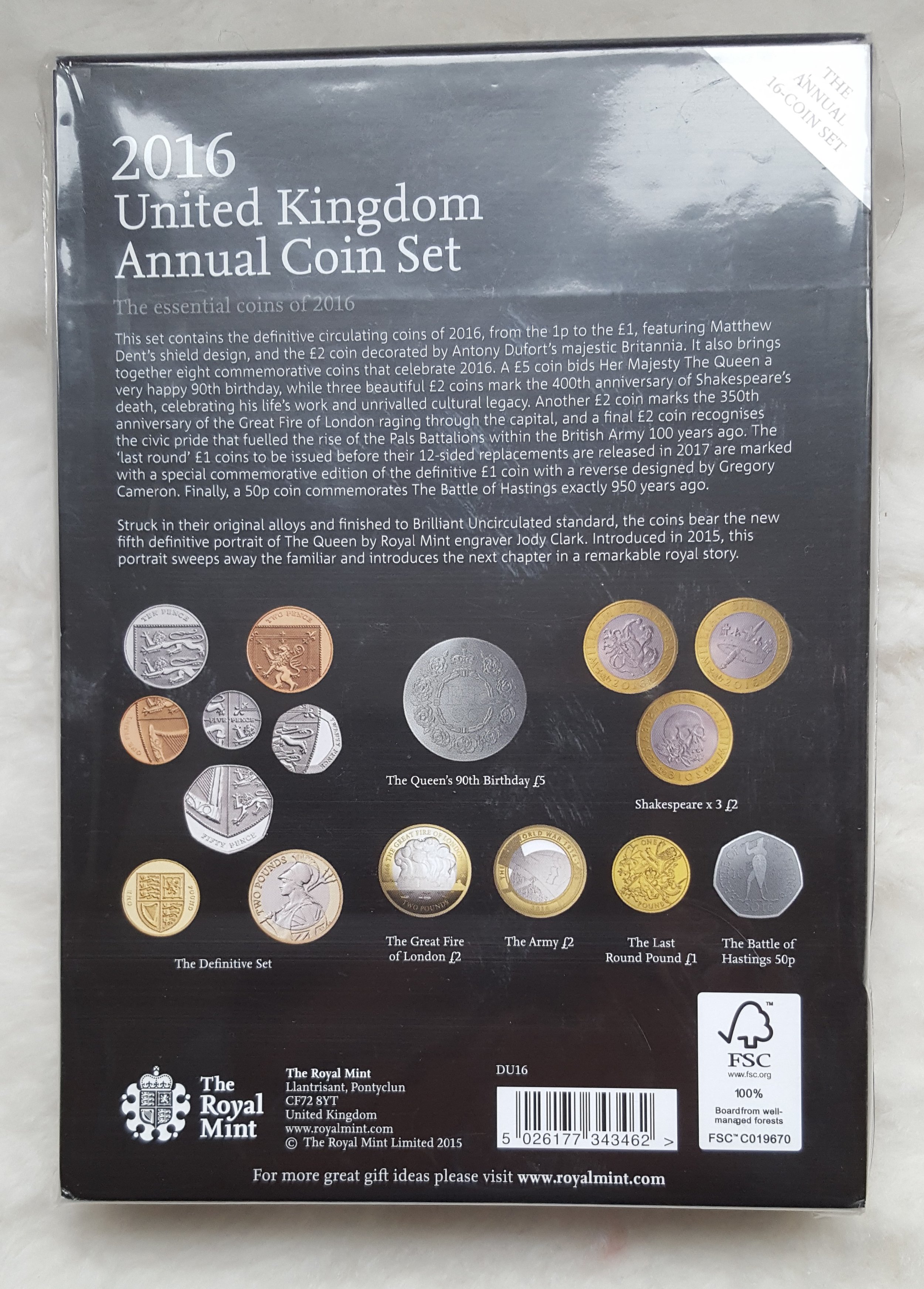 Royal Mint UK Annual BU Coin Set 2016 - Battle of Hastings 50p.