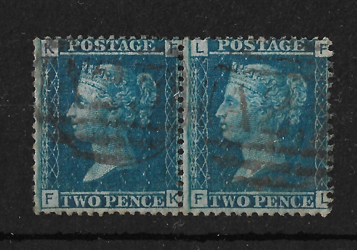 A Pair of Two Penny Blue Stamps Plate 12.