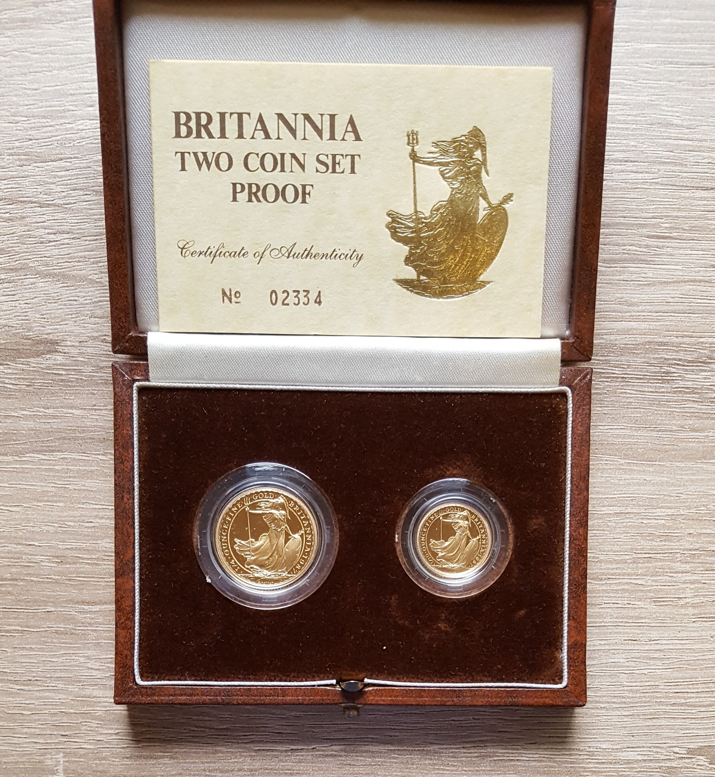 1987 Gold Proof Britannia Two Coin Set.