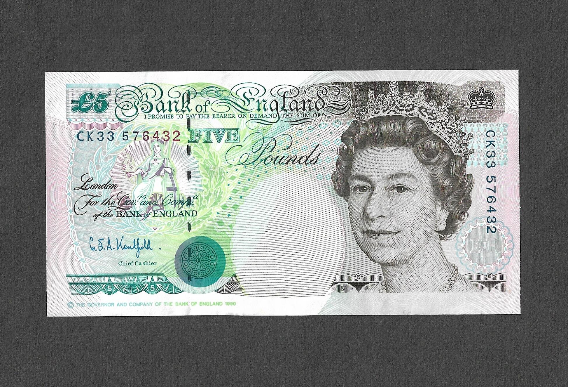 UK Five Pound Note - Kentfield.