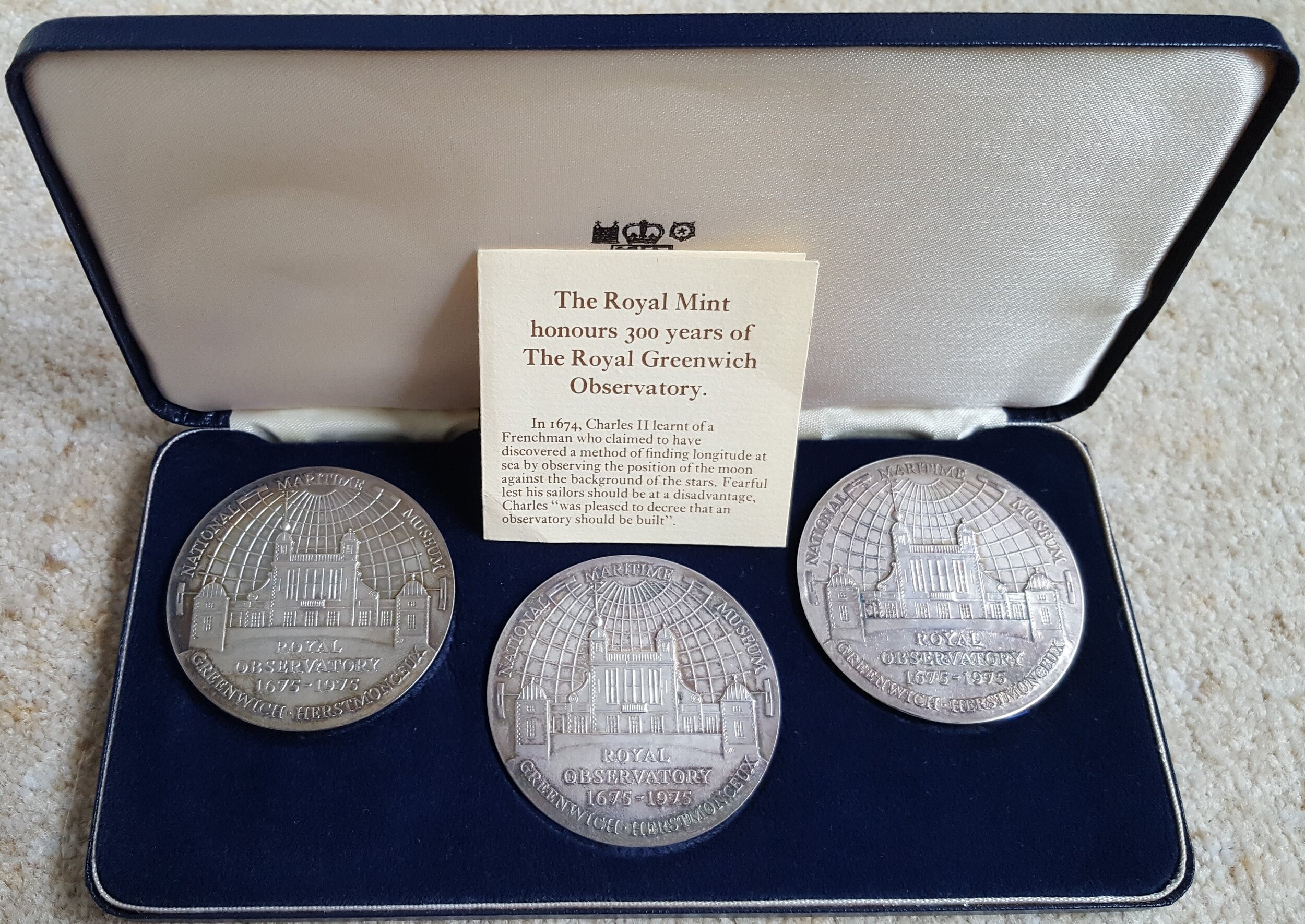 The Royal Mint Tercentenary of the Greenwich Observatory Silver Medals.