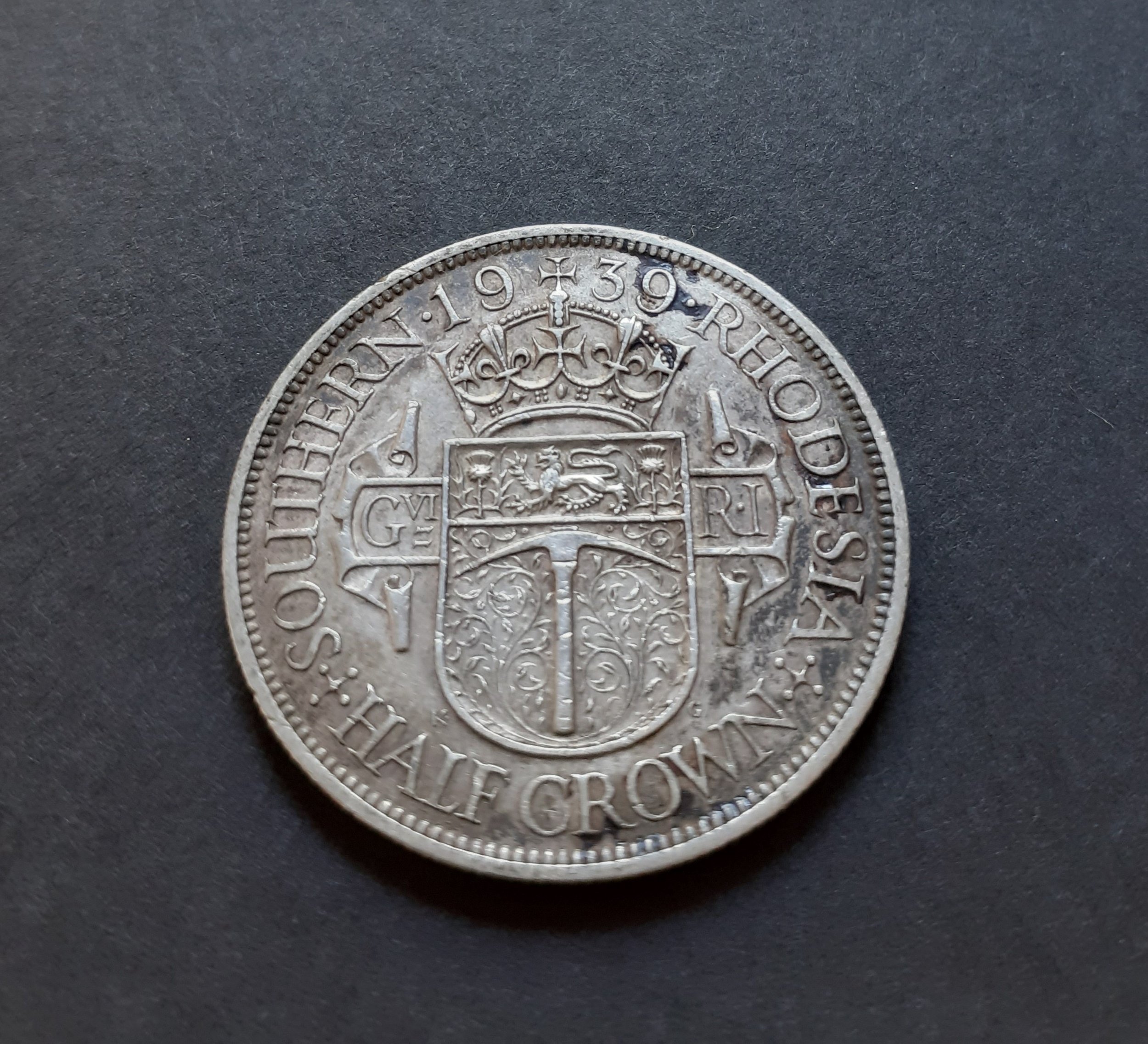 George VI 1939 Silver Southern Rhodesia half-crown.