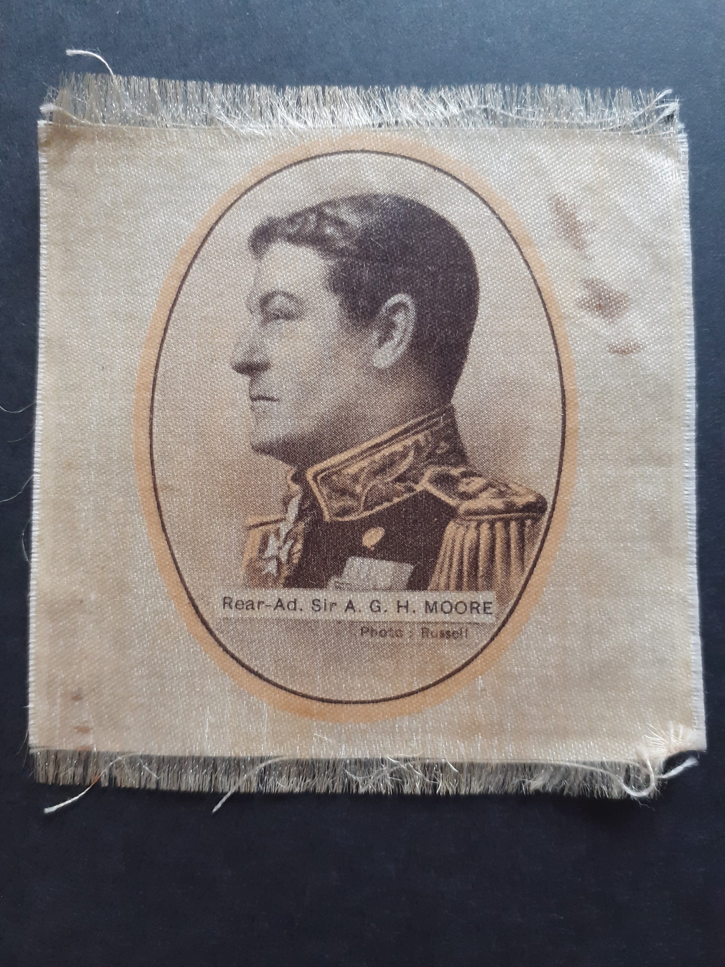 Rear Admiral Sir A G H Moore British Admirals Sepia Silk issued in 1916.