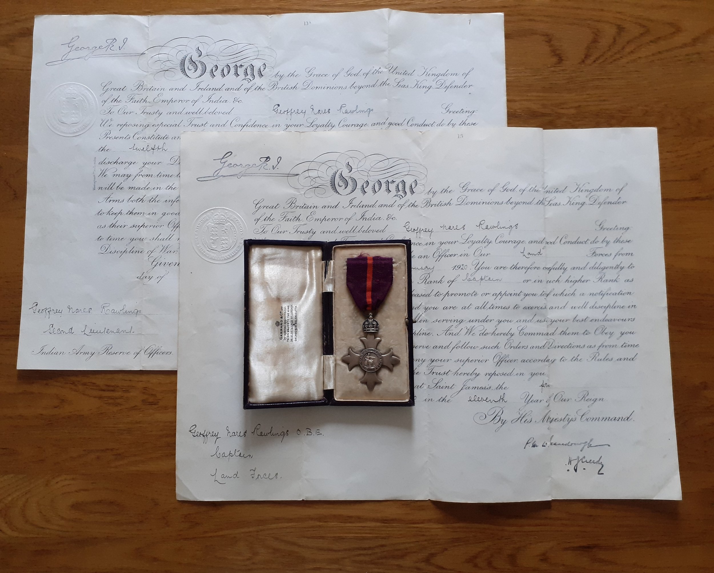 A George V Military OBE and Commission Papers. 