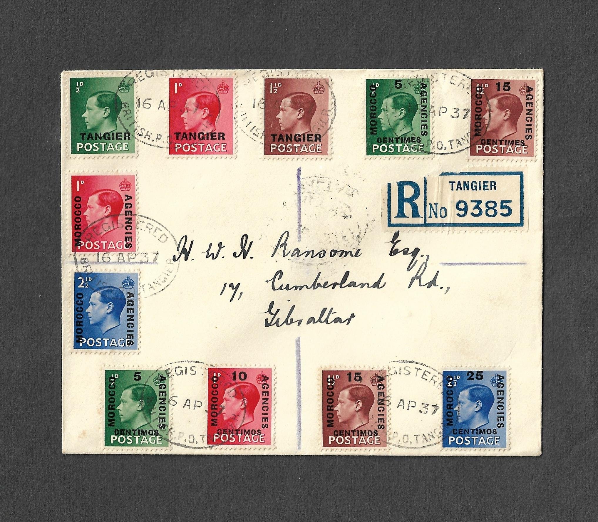 A 1937 Edward VIII Registered Cover in good condition.