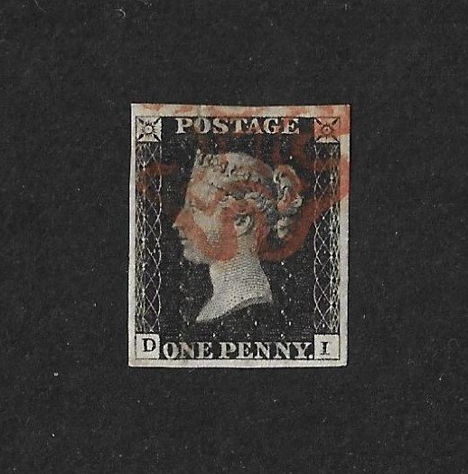 An 1840 Penny Black Letters DI with Four Margins.