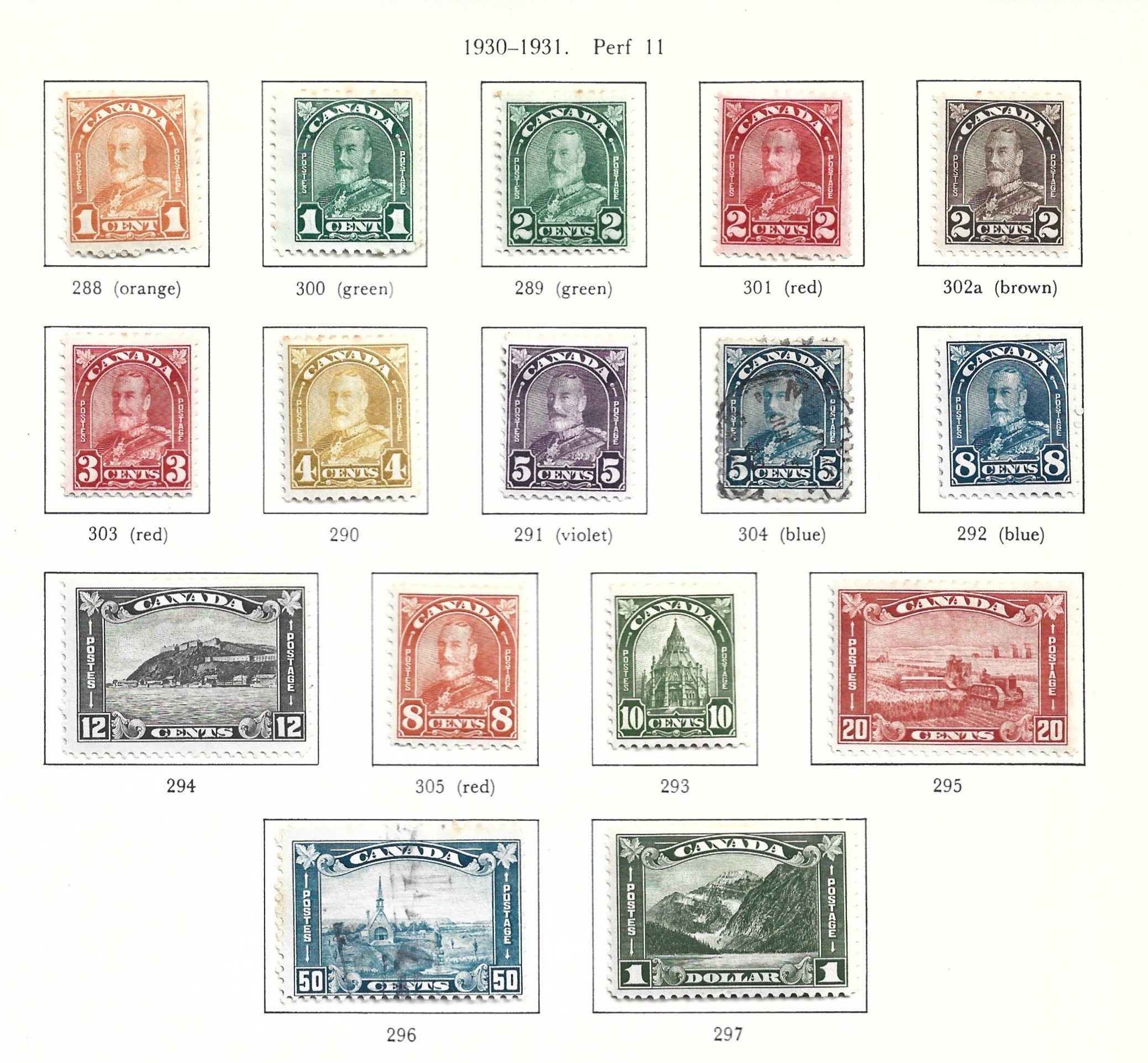 1930 to 1931 George V Mint and Used Stamp Set.