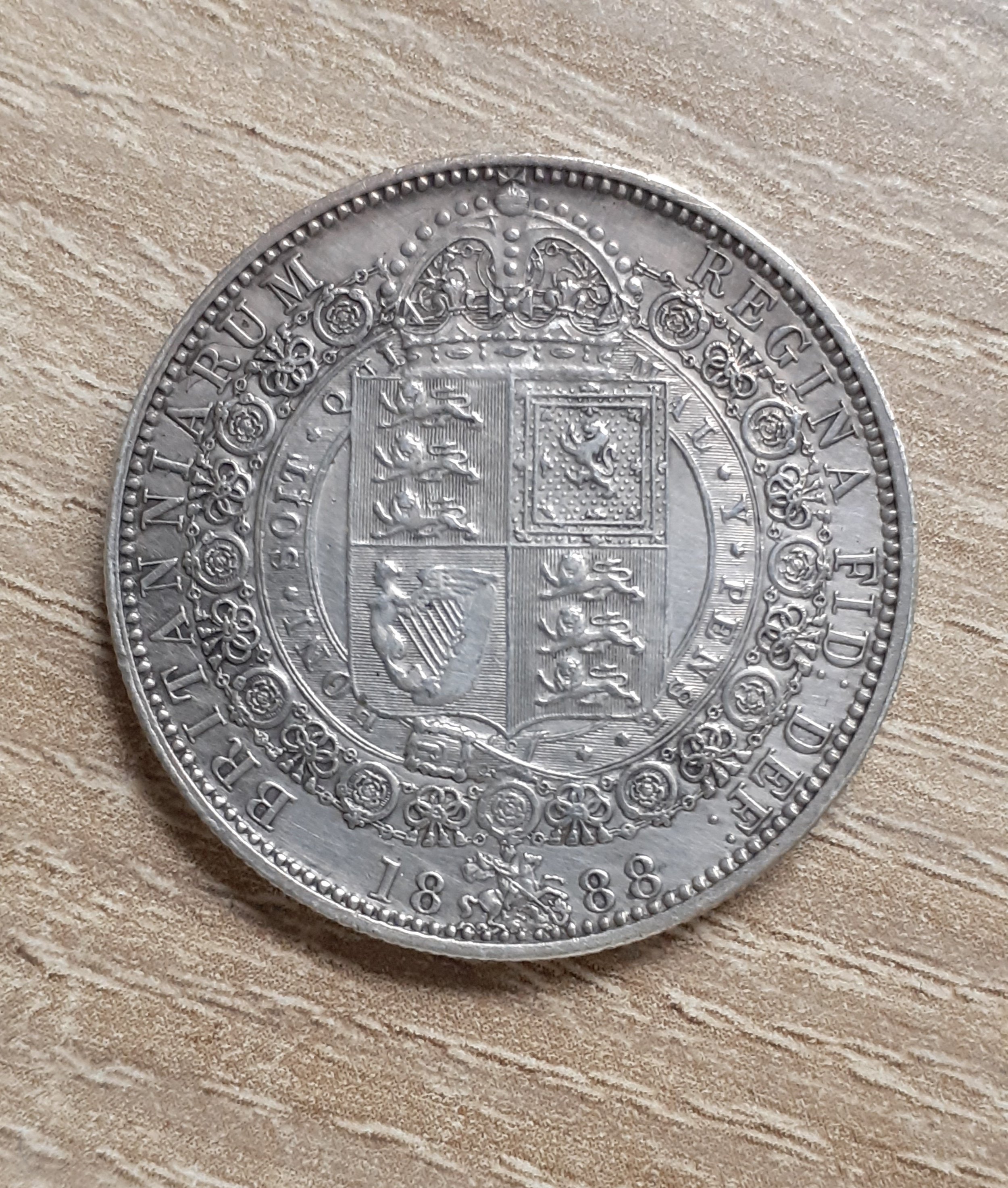 1888 Queen Victoria Silver Half Crown.