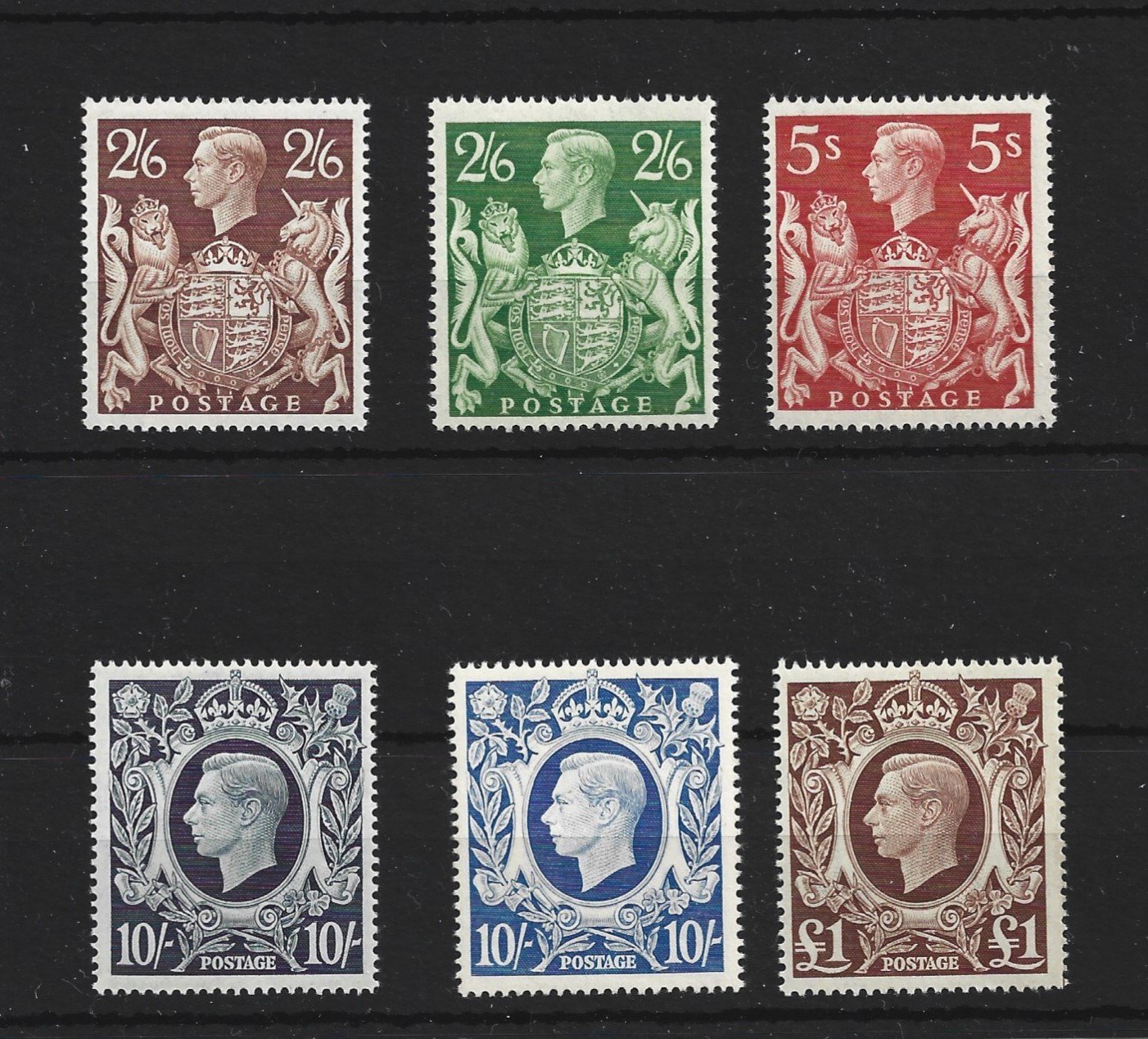 George VI 1939-48 High Values Stamp Set.