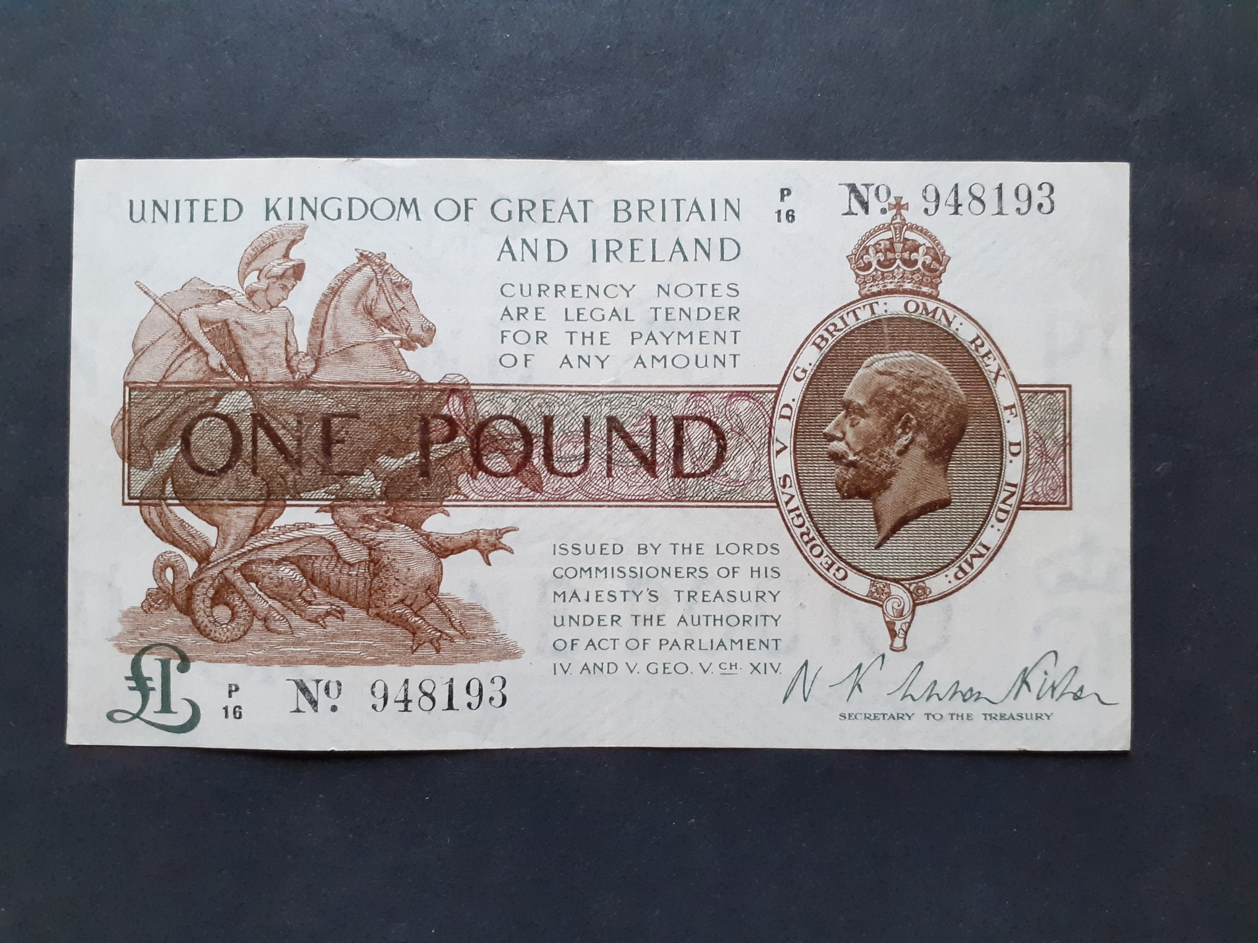 A Fisher One Pound Treasury Note.