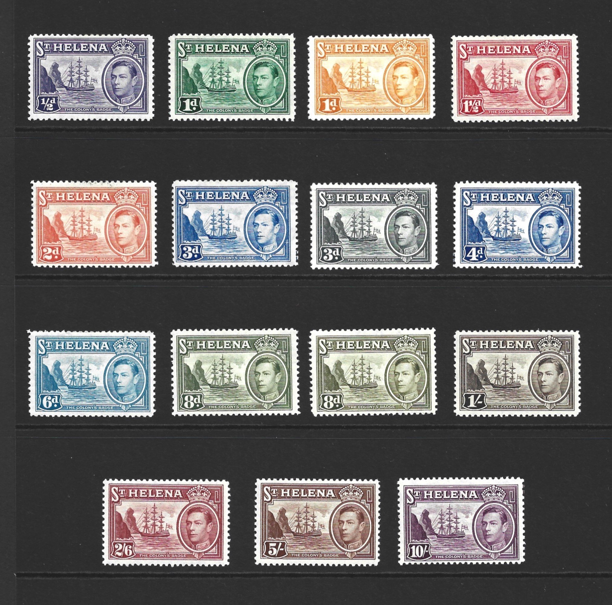 George VI 1938 St Helena Stamp Set.