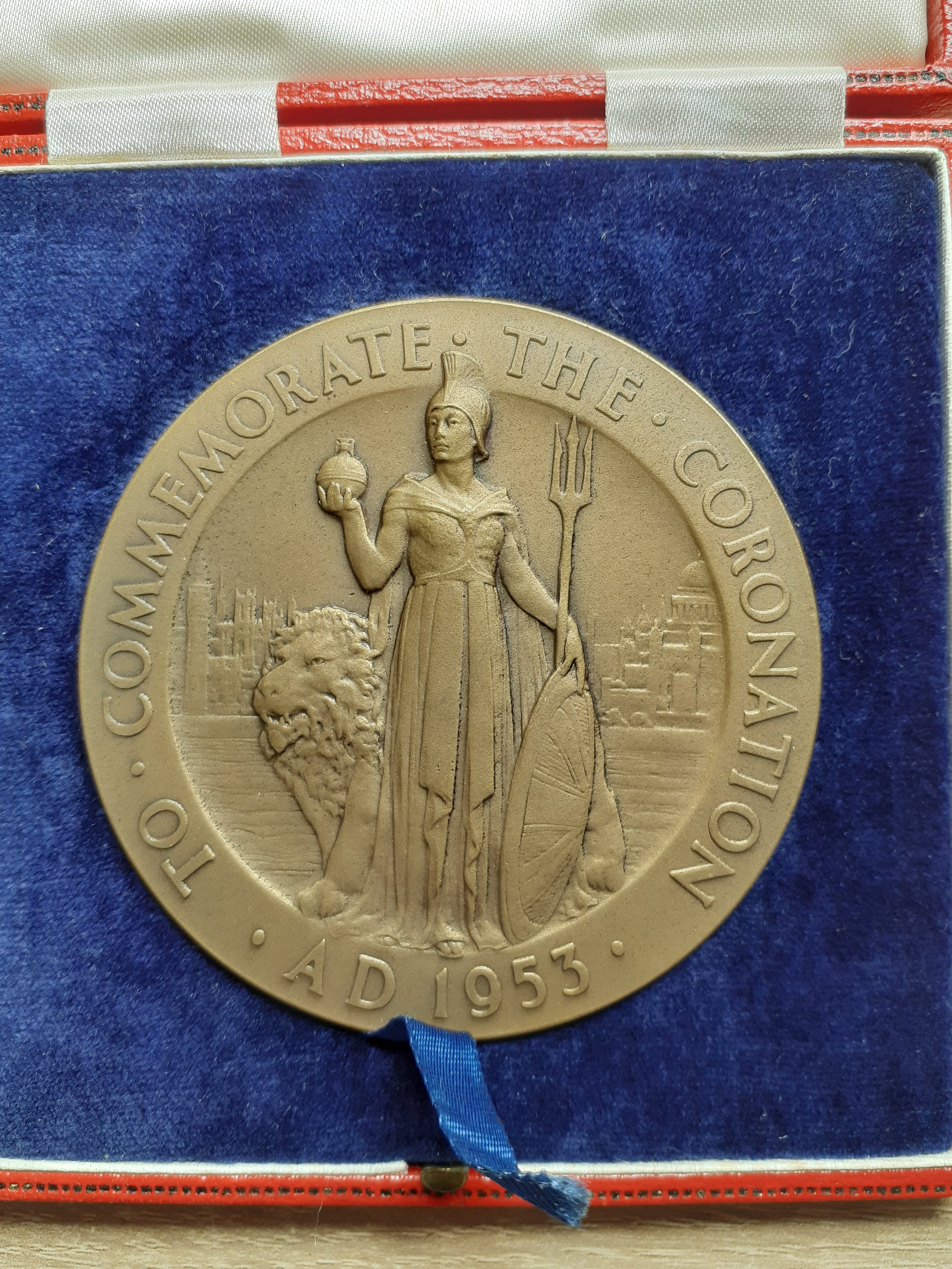 A 1953 Queen Elizabeth II Coronation Medallion in Original Box.