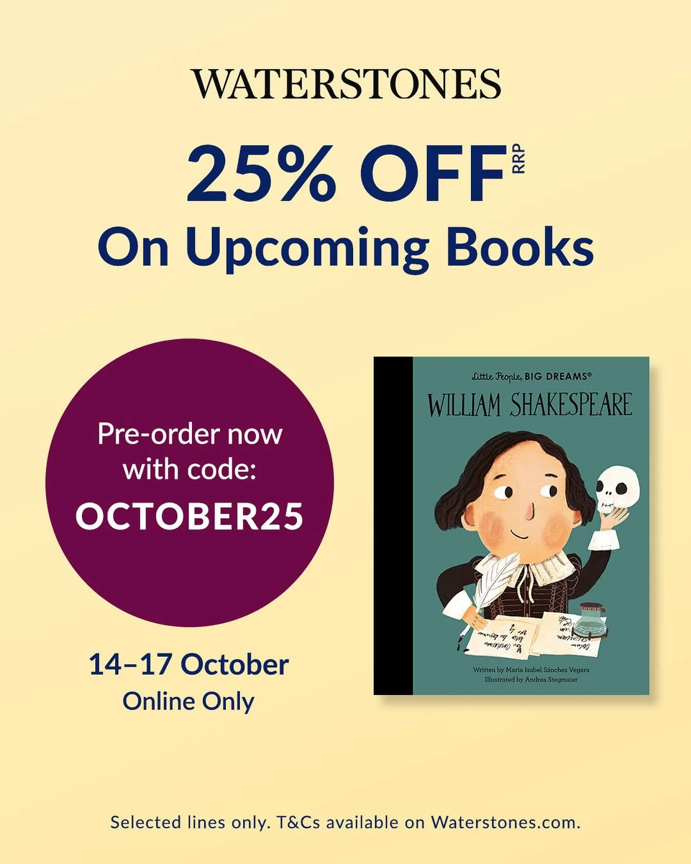 Exciting news! Little People Big Dreams William Shakespeare is ready for pre-order now. Until Friday 17th October you can purchase it at 25% off from the Waterstone&rsquo;s website. Just use OCTOBER25 at the checkout.

Did you see the sneak peak of t