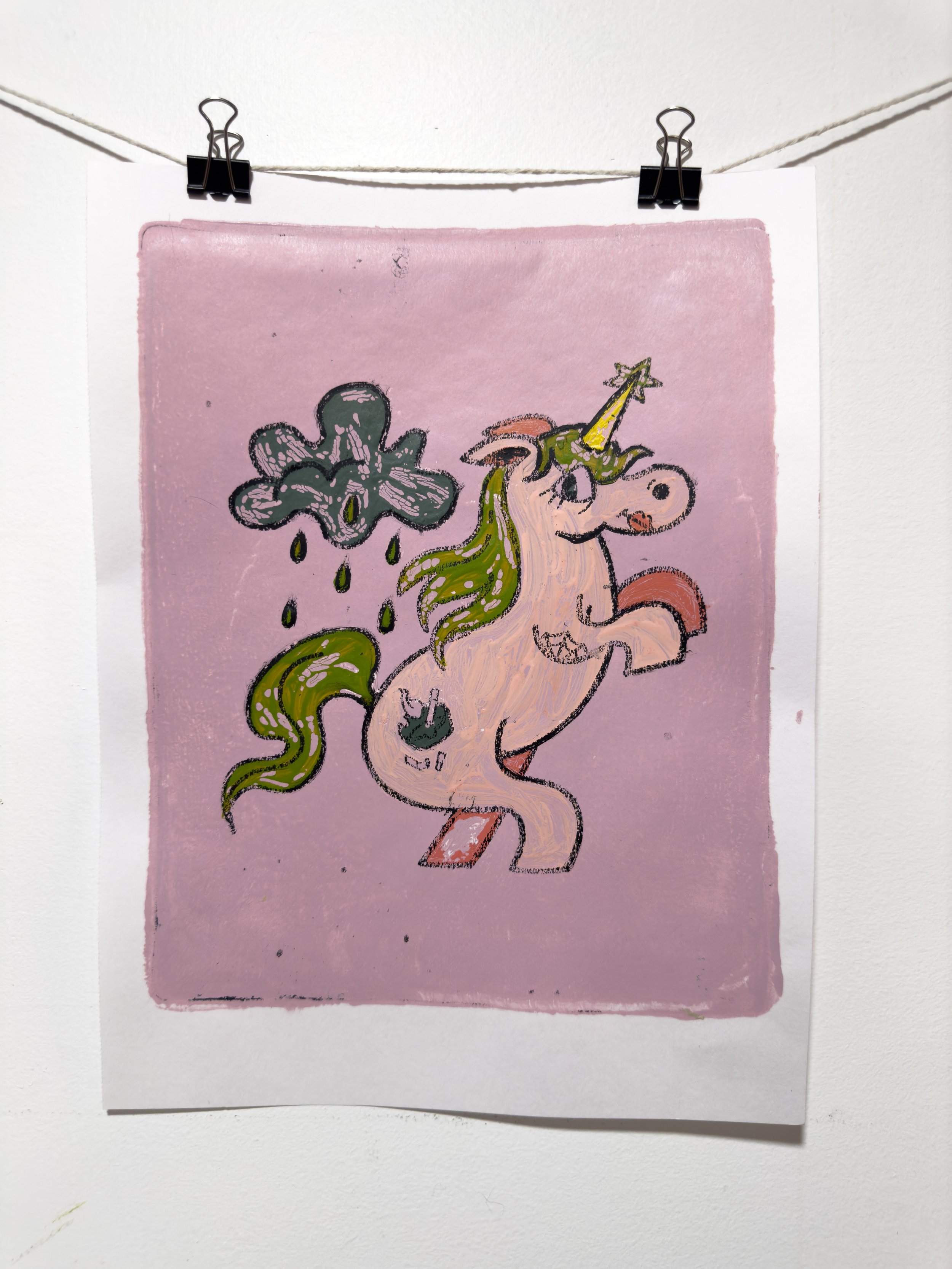 Toxic Unicorn 3 Hand-Pulled Monoprint