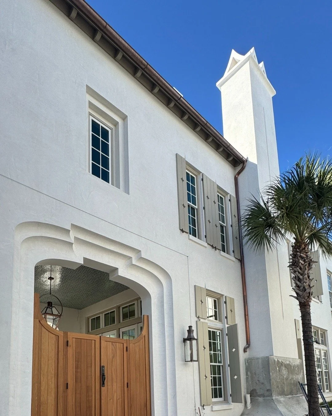 A look at the exterior Entry as this Alys Beach home nears completion.

With many installations now complete and finishing touches underway, the project is in its final stretch before the owner begins to enjoy their new home. The Entry sets the tone 