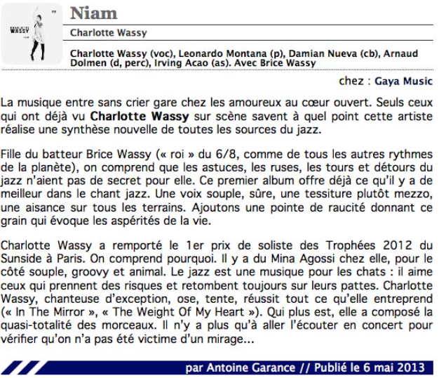 Antoine Garance - Citizen Jazz - Mai 2013