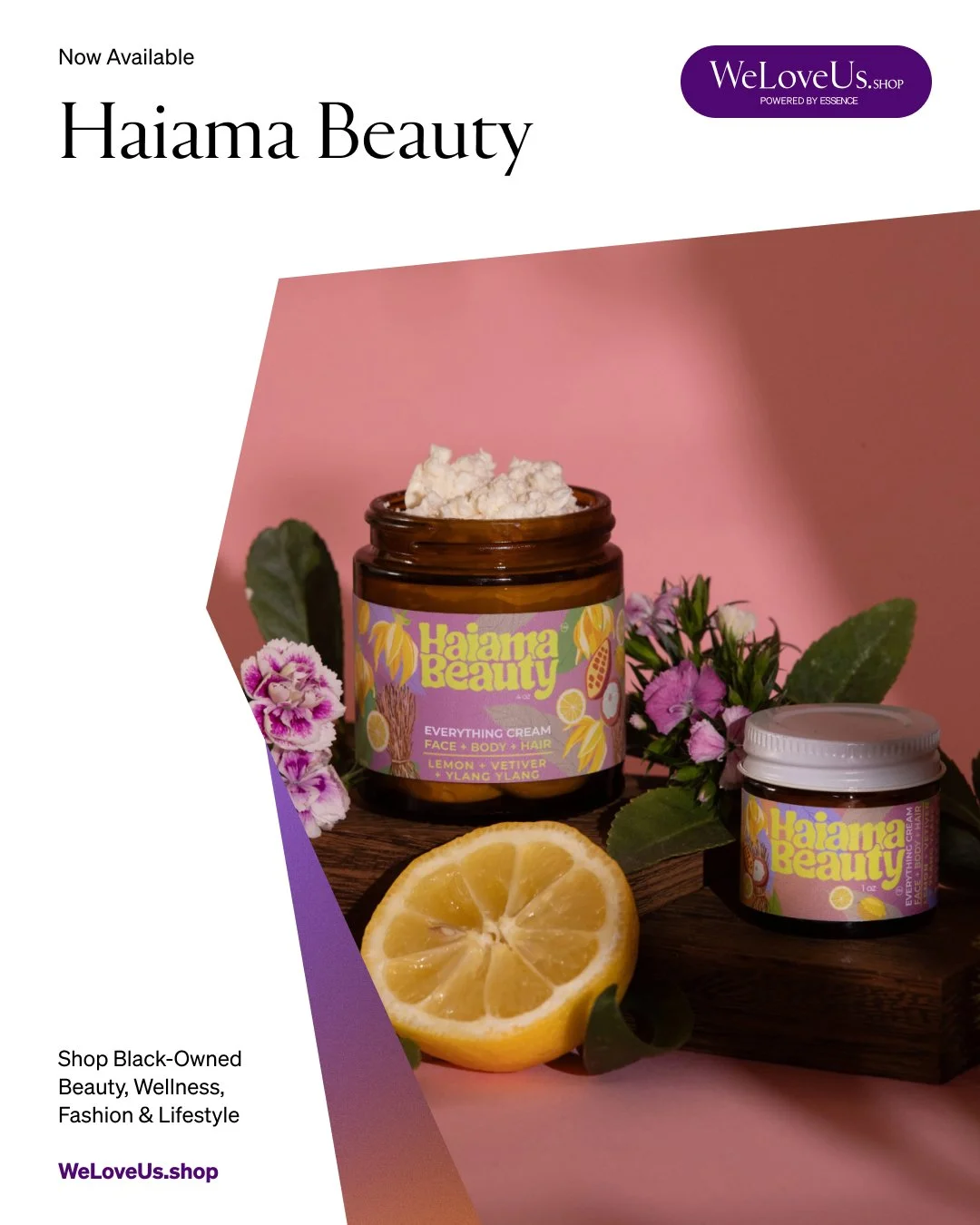 Haiama Beauty Everything Cream in Lemon, Vetiver, and Ylang Ylang, available at WeLoveUs.shop featuring Black-owned beauty brands.