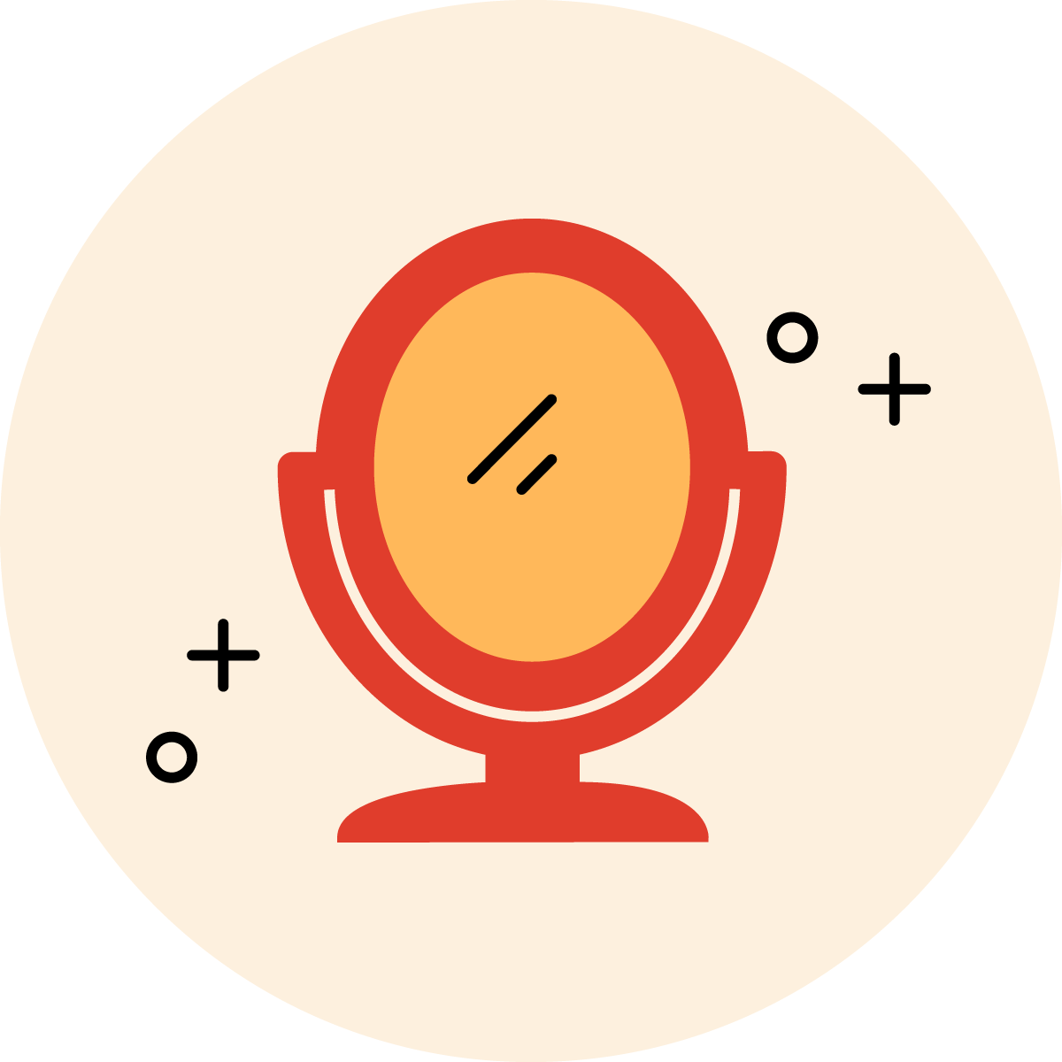 A simple icon of a handheld mirror, representing skin health or appearance.