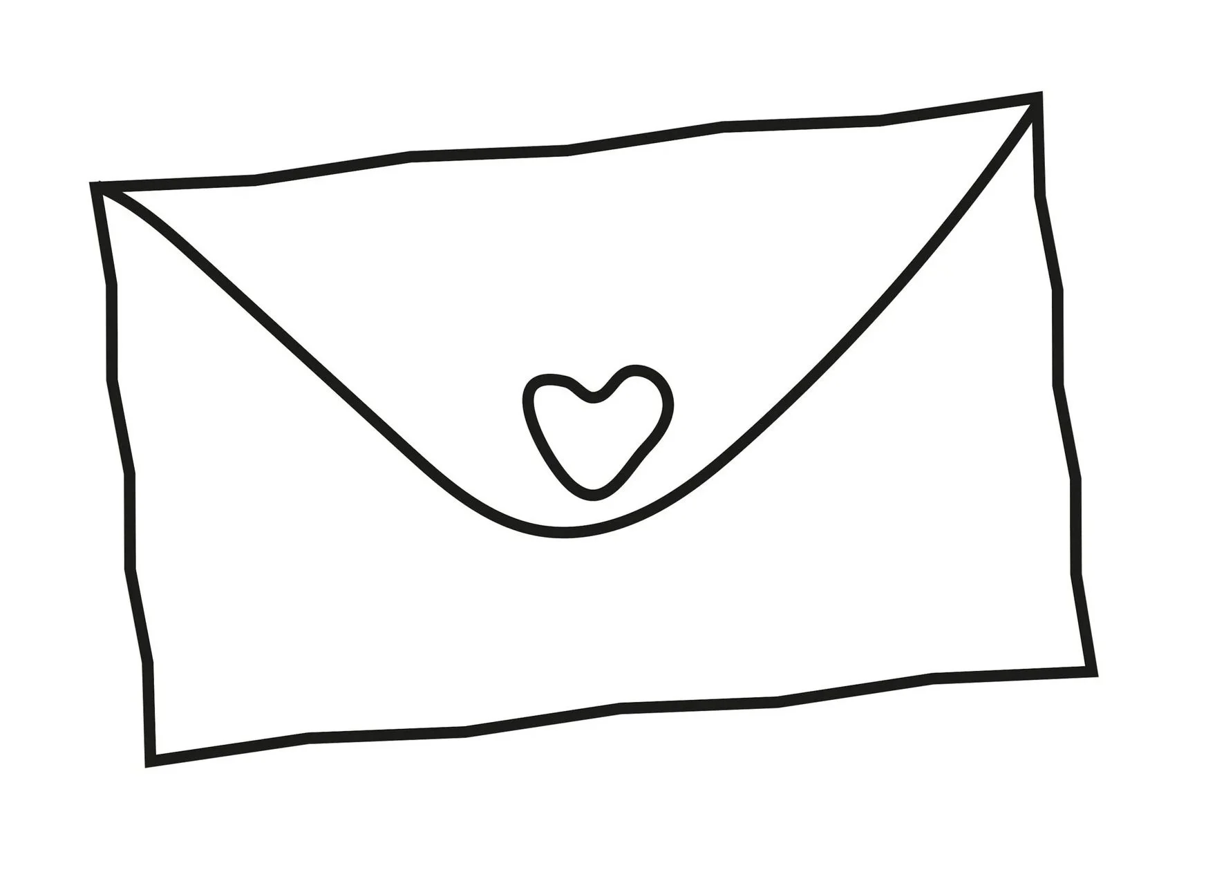 A drawing of an envelope with a heart in the middle