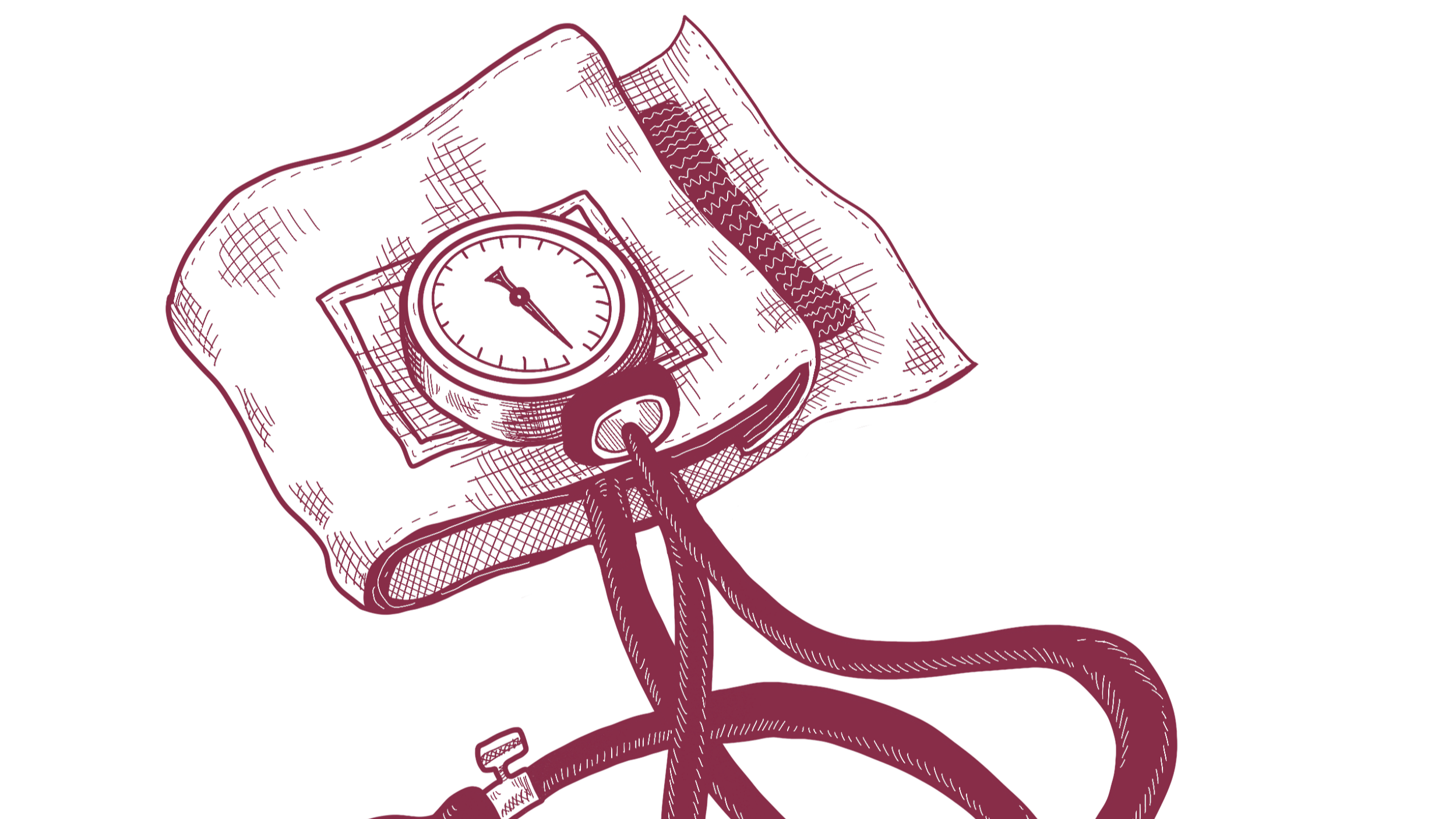 A drawing of a blood pressure cuff.