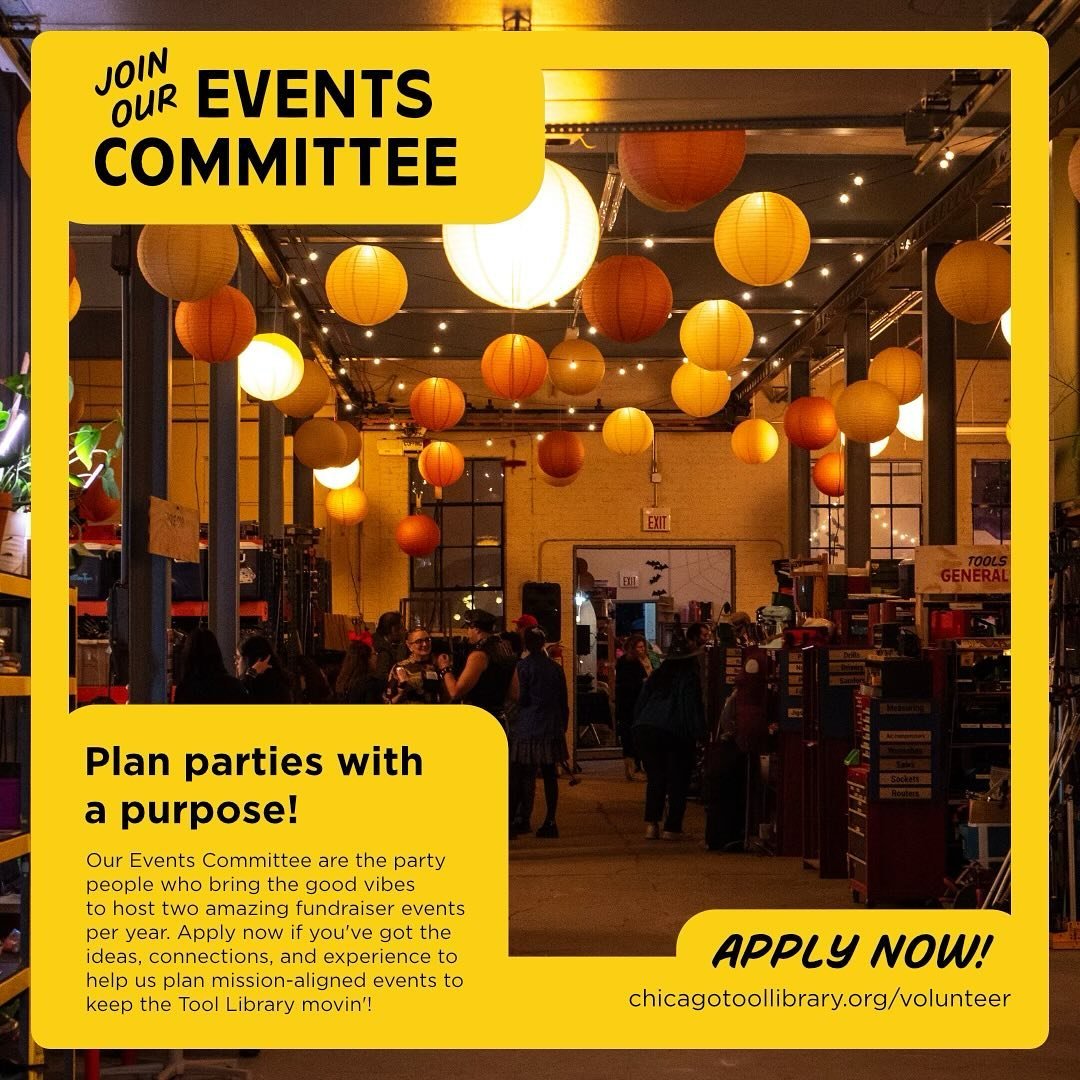 Do love planning every detail of a perfect party and wish you could use your magic for a good cause? Join our Events Committee!

Visit chicagotoollibrary.org/volunteer to see how you can get involved with some of the best events in the city &ndash;&n