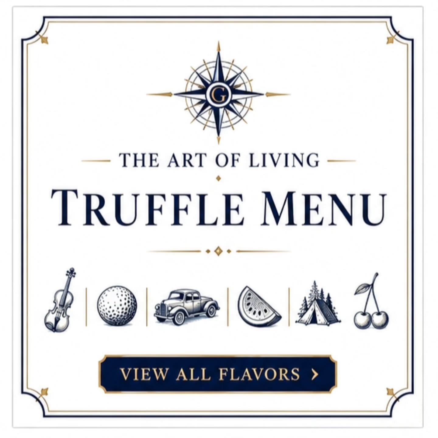 THE ART OF LIVING Truffle Collection is our tribute to those small but profound pleasures that tether us back to our humanity, and to all those who teach us to live more fully. 🍒🍉🍿🐻🥓🚗⛳🎻 

 Each truffle is an ode to moments that nourish the spi