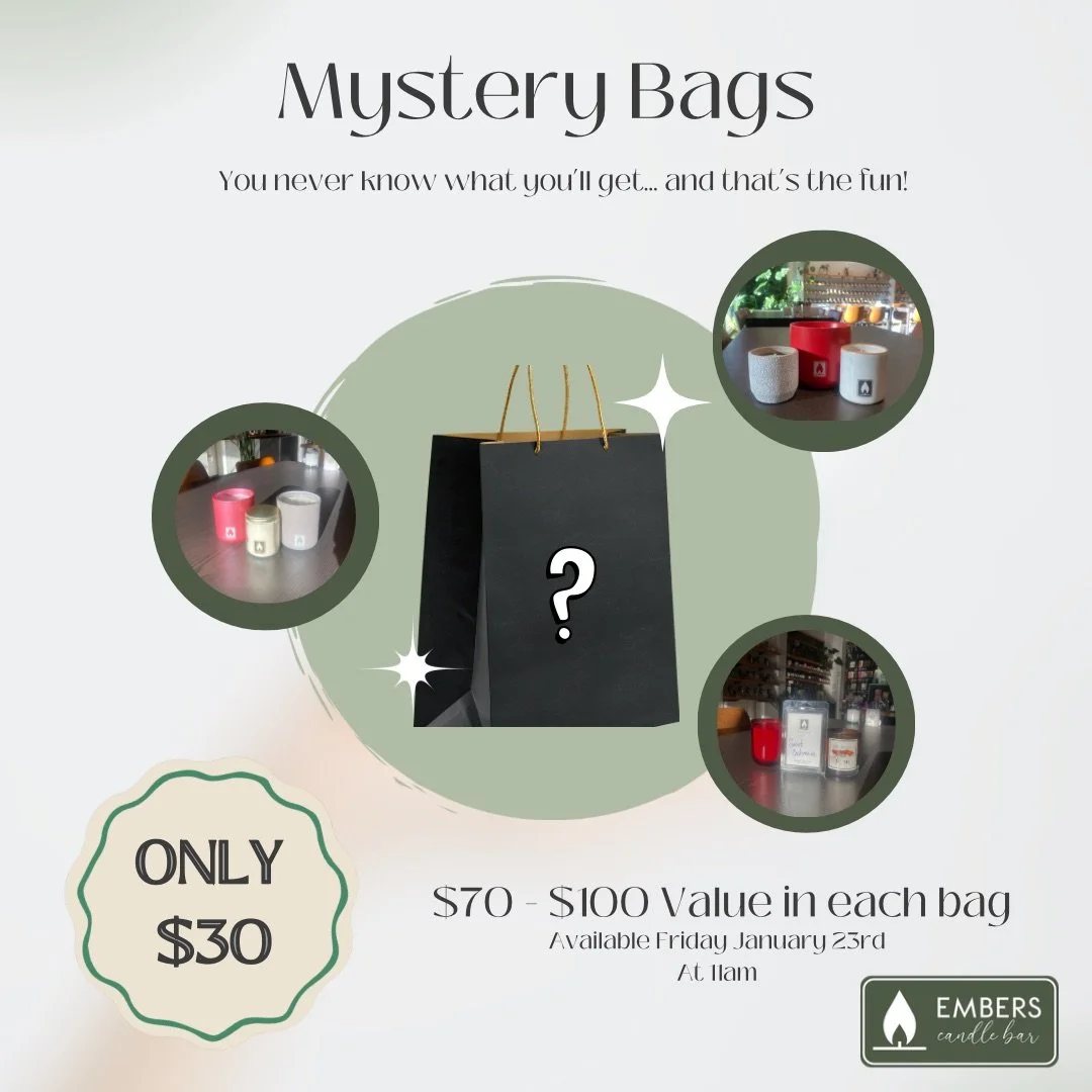 Our Candle Mystery Bags are filled with a variety of candles, amazing scents, and even better savings!
&bull;
Weather update: The Downtown Lee&rsquo;s Summit Shovel the Sidewalk Sale has been postponed. However, we couldn&rsquo;t wait any longer. MYS