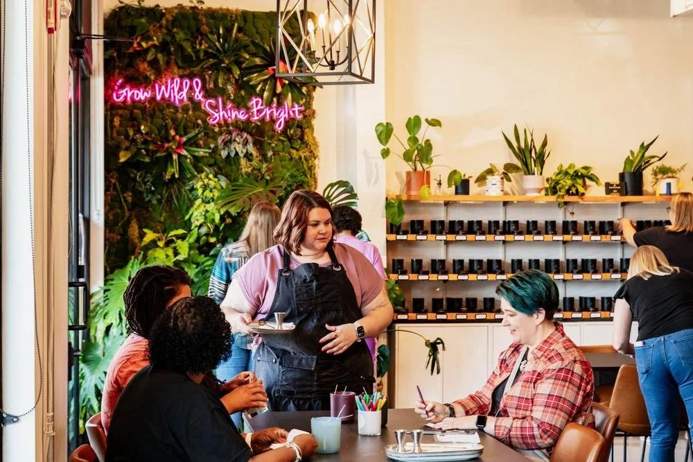 Group creating custom candles at Embers Candle Bar in Lee's Summit