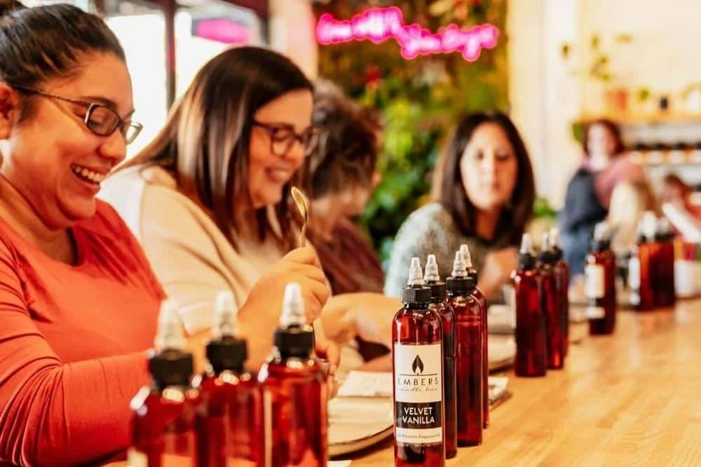 Private group candle-making event at Embers Candle Bar in Lee's Summit