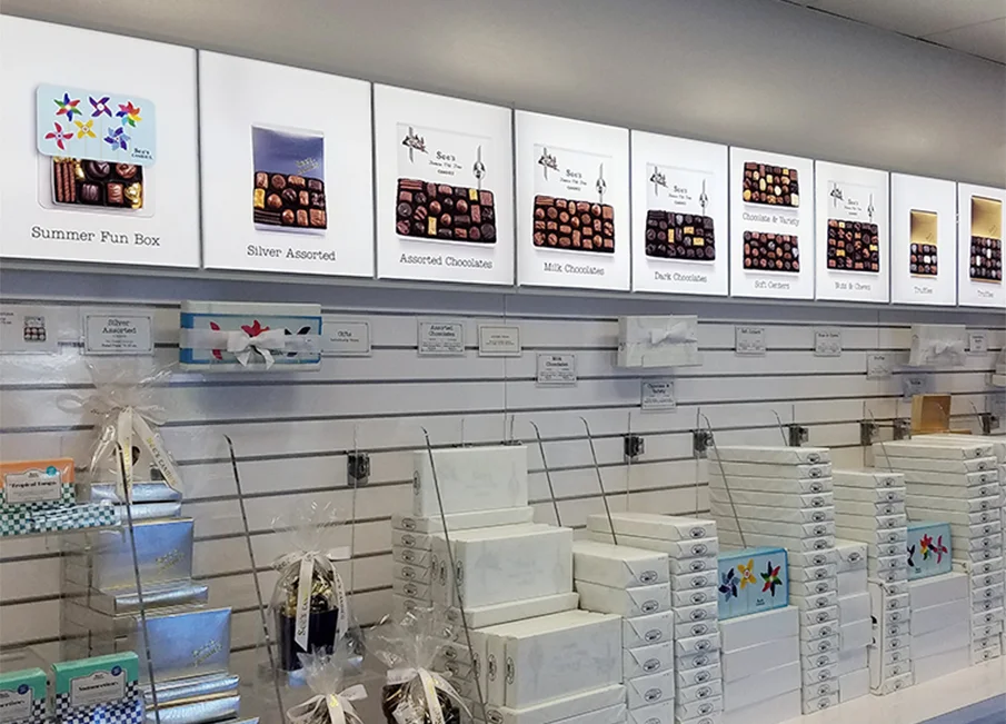  In-store signage educates our customers on each chocolate box and seasonal offering. 